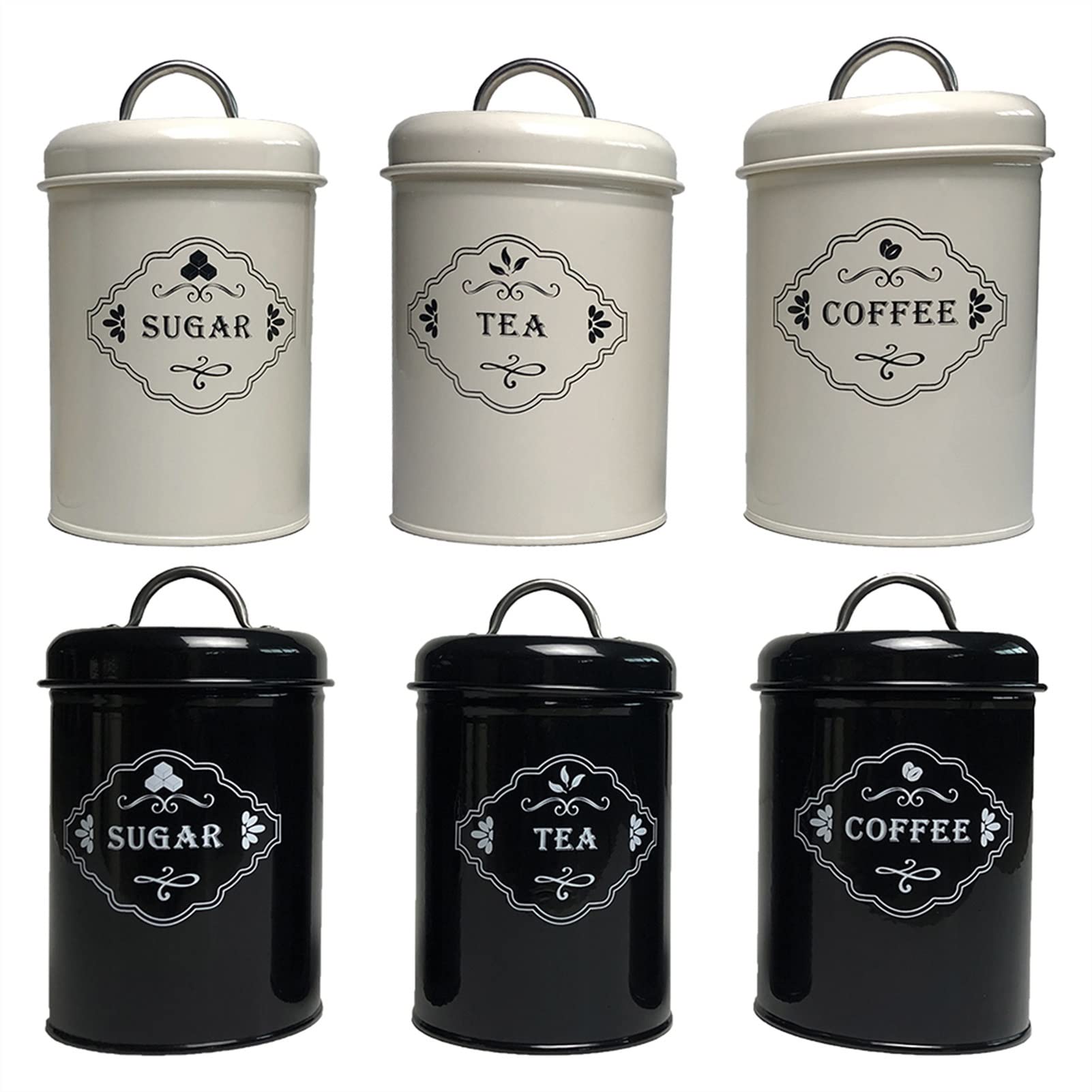 Vorratsgläser 3 stücke Kaffee Lager Set Tee Keks Zucker Organizer Jar Haushaltsspeicherwerkzeuge Kaffeebehälter (Color : 3pcs Black)