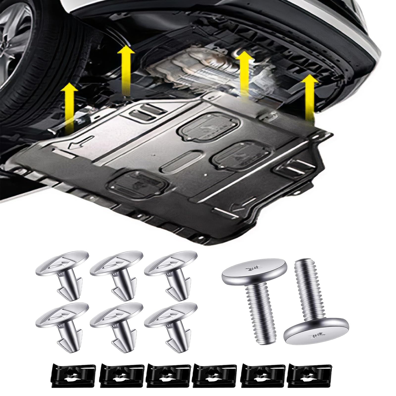 14PCS Engine Splash Shield Hardware Kit – Under Engine Cover Bolts & Clips for Skid Plate & Oil Pan Protection – Replaces 90105-TBA-A00, 90674-TY2-A01