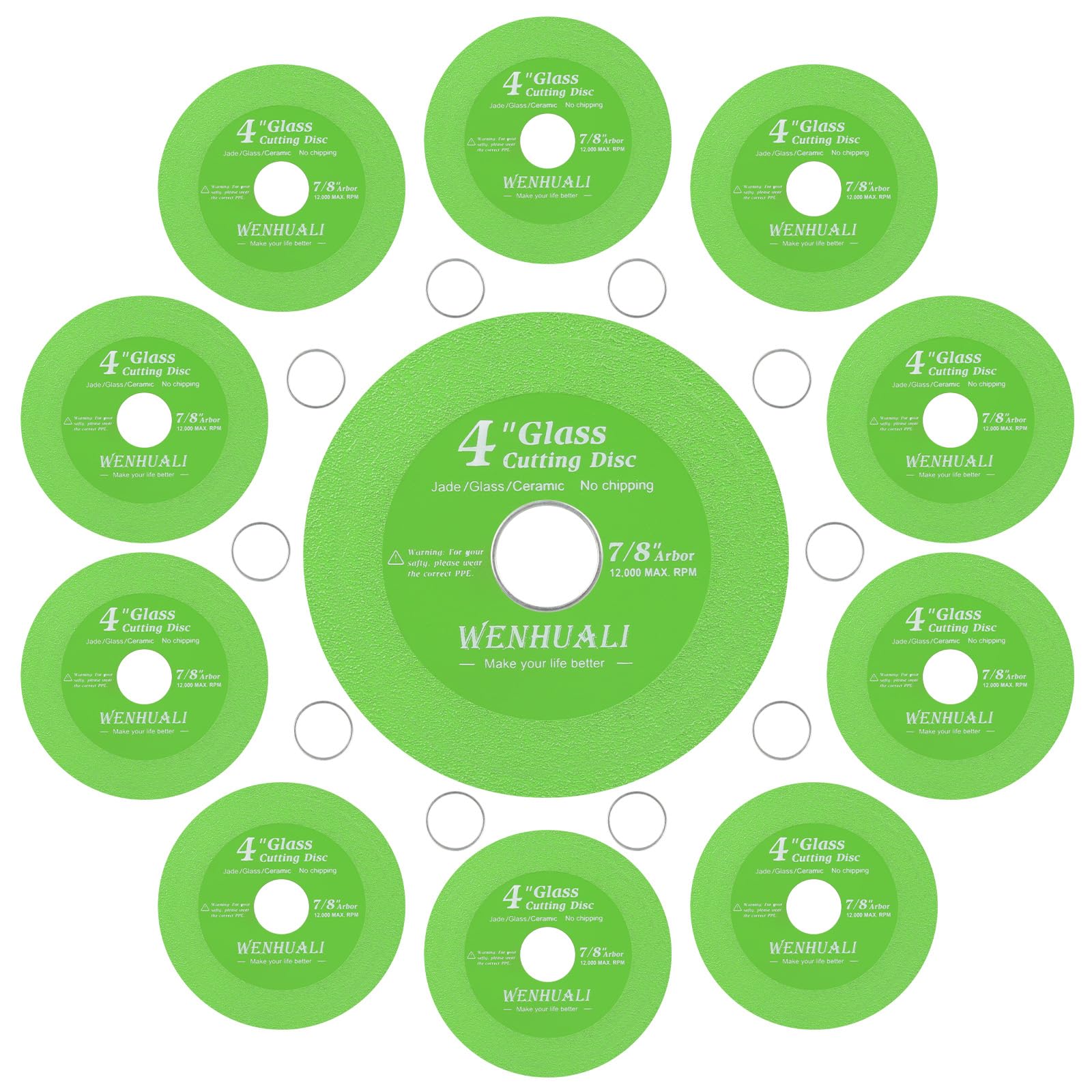 10 discos de corte de vidrio para amoladora angular, disco de corte de diamante de cerámica de vidrio de 4 x 7/8 pulgadas, disco de corte ultrafino para vidrio, jade, cristal, botellas de