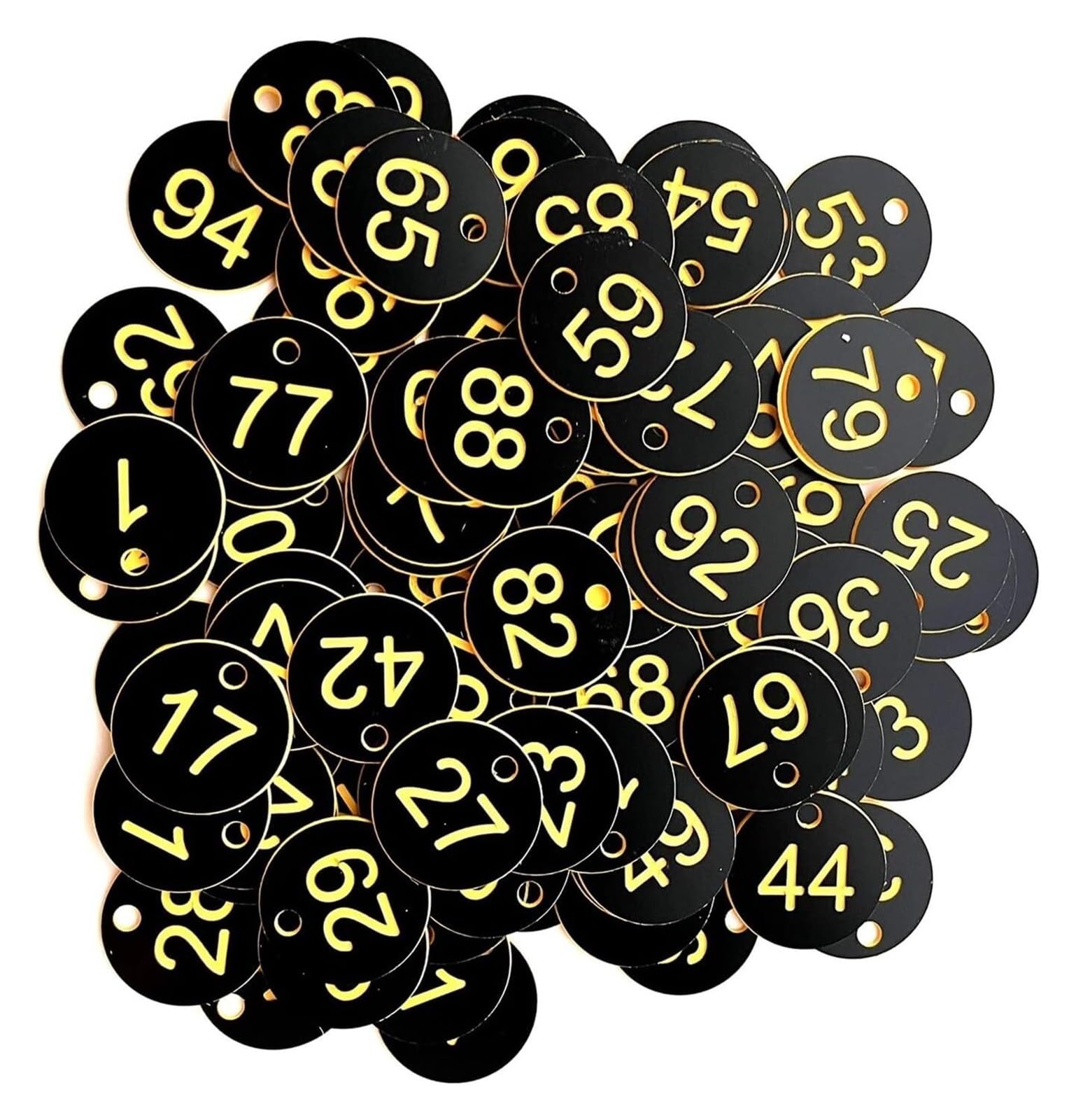 Okrągłe plastikowe rzeźbienie cyfrowe, etykieta kl Zestaw 500/1000 etykiet z numerami, grawerowanymi etykietami do kodowania szafek, organizer przechowywania, wielokolorowy(1-500 Black Yellow)