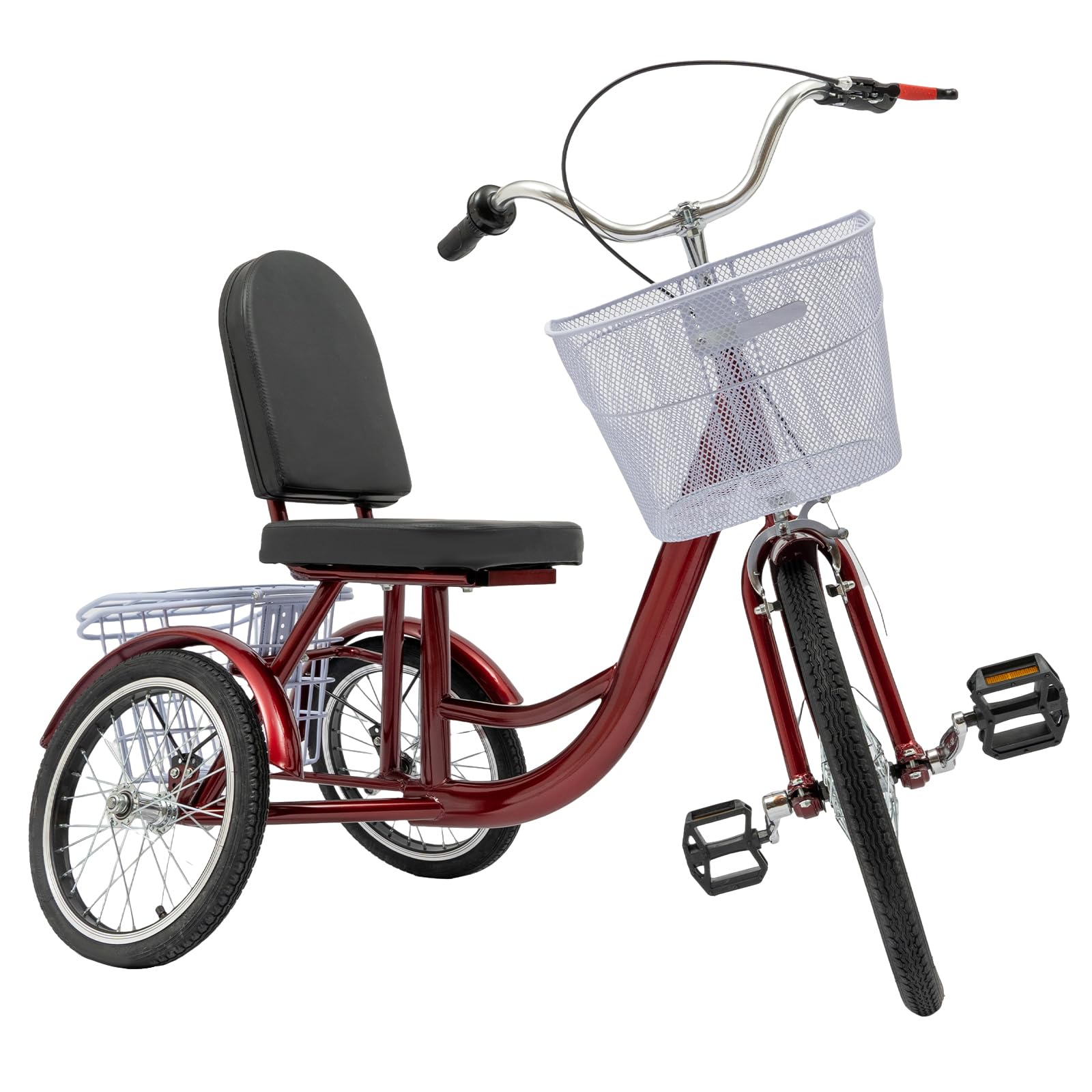 Tricycle Adulte Pliable 20 Pouces DAOHHFO – Avec Grand Panier, Roues Stabilisatrices, Freins Sécurisés, Pour Trajets Et Balades