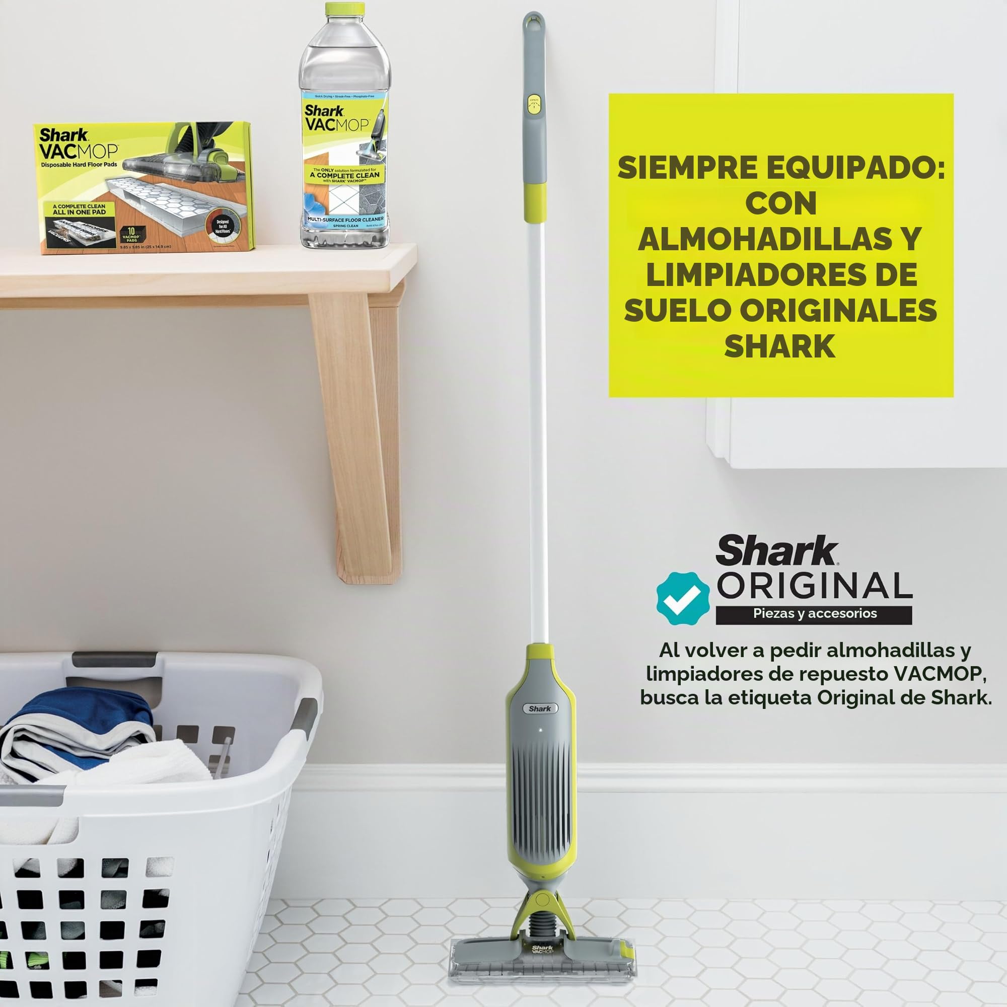 Shark VacMop 2 en 1, Aspiradora y Mopa sin Cable con Spray, Gris Antracita | Para Suelos Duros, 4 Almohadillas Desechables, Solución de Limpieza de 355 Ml, Ligera 1,5 Kg, sin Mantenimiento, VM200EU