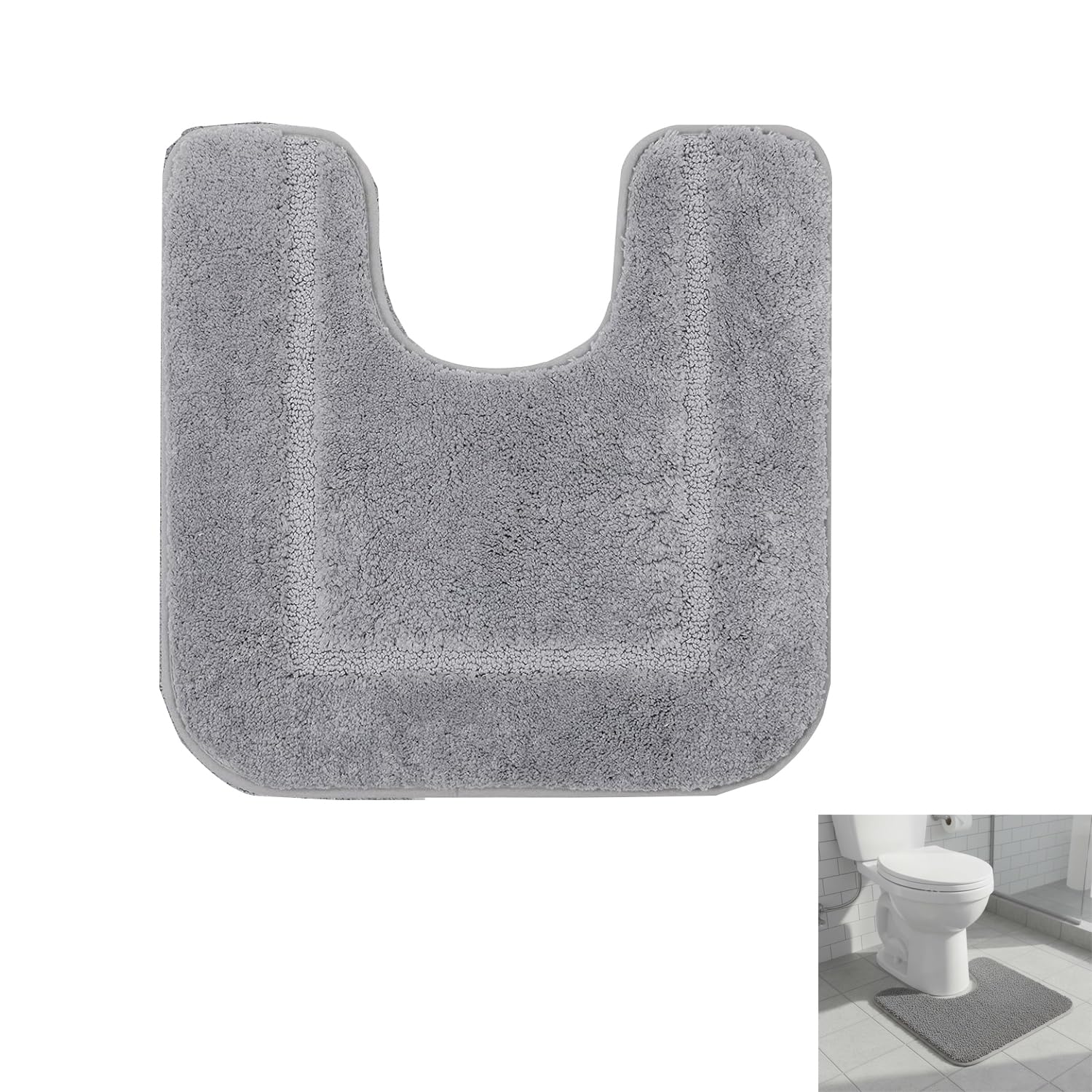 BOBOZHONG Pedestal Mat for Toilet,U-Shaped Non-Slip Bathroom Mat,Soft Absorbent Toilet Rug,50x40cm Dark Grey,Machine Washable & Quick Drying for Easy Care,Great for Daily Use