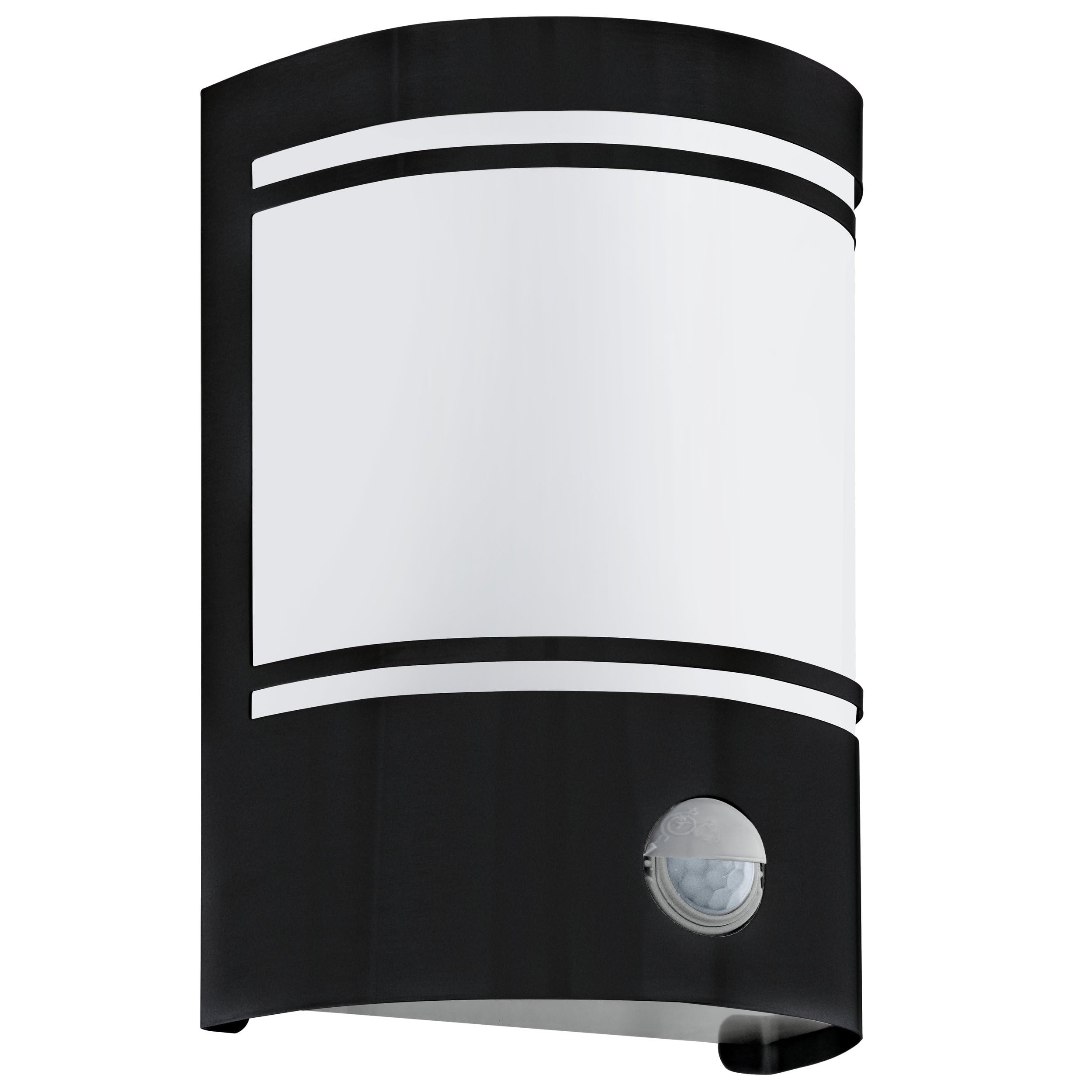 Eglo Unisex Black Cerno Metal & Glass Ip44 Outdoor Wall Light W/ Sensor In
