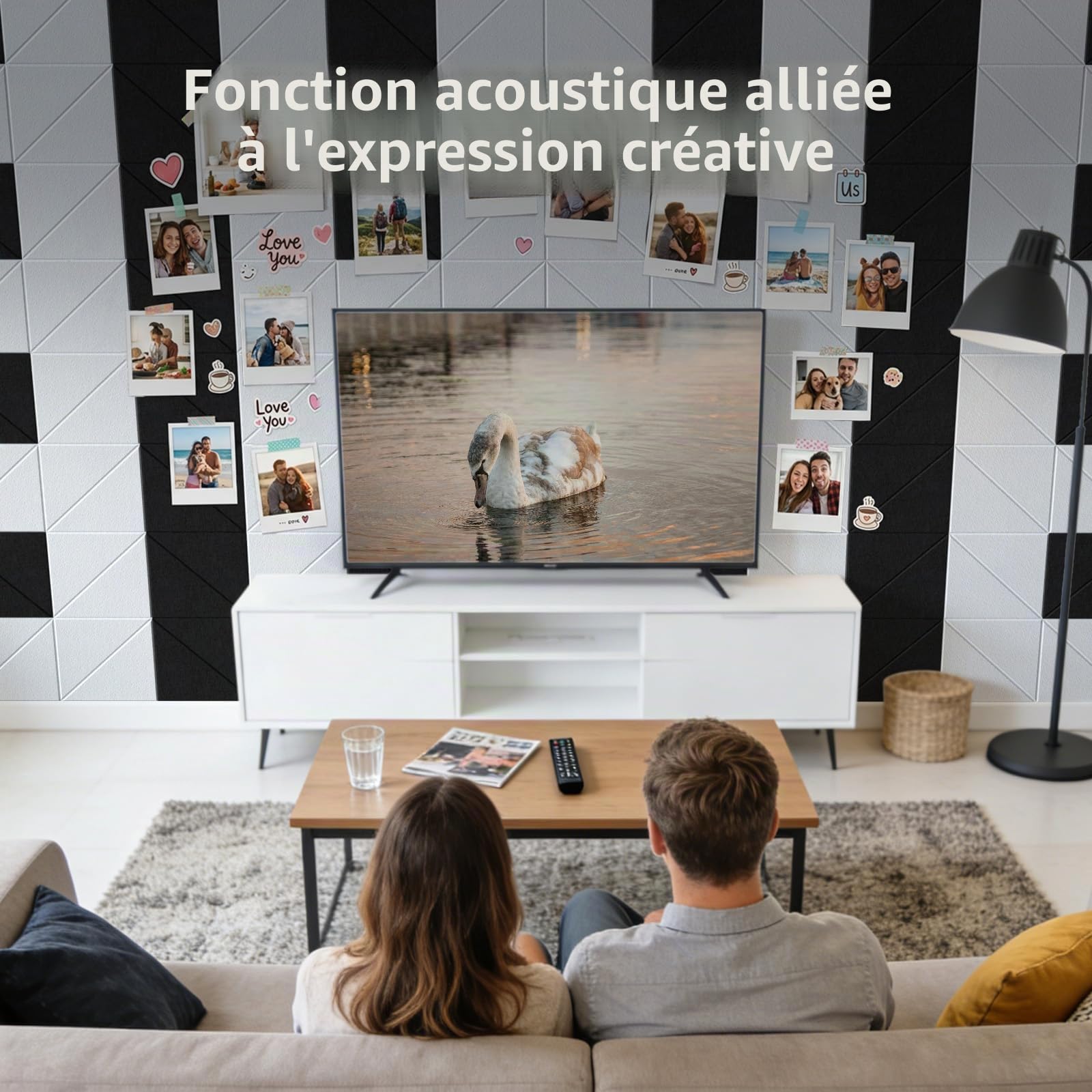 Vieshful Panneaux Acoustiques Autocollants 10 Pièces 30x30cm Noir | Panneau Mural En Feutre Haute Densité, Absorption Sonore Décoration Murale, Pour Studio Bureau
