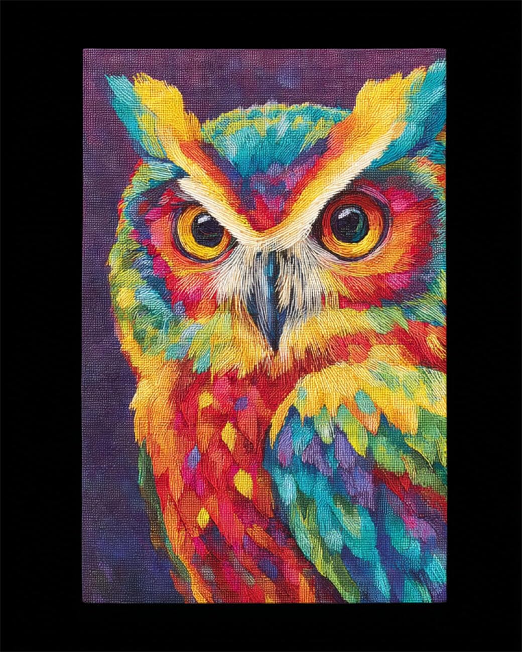 RKFLGEW DIY Embroidery Set Owl Portrait 30x40cm