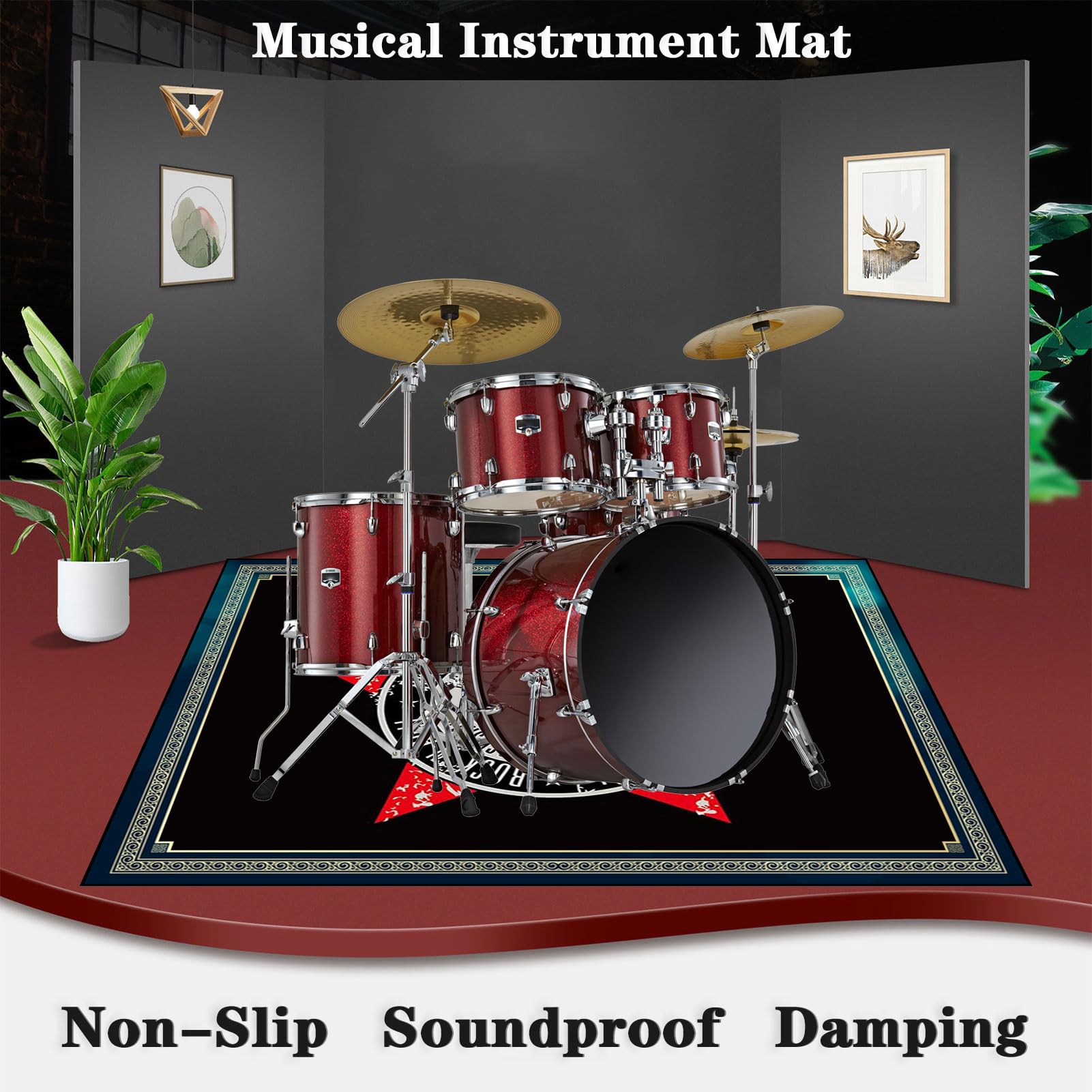 Tappeto Per Batteria Antiscivolo 140x100 Cm - Per Strumenti Musicali, Insonorizzato E Protettivo - Foto 7