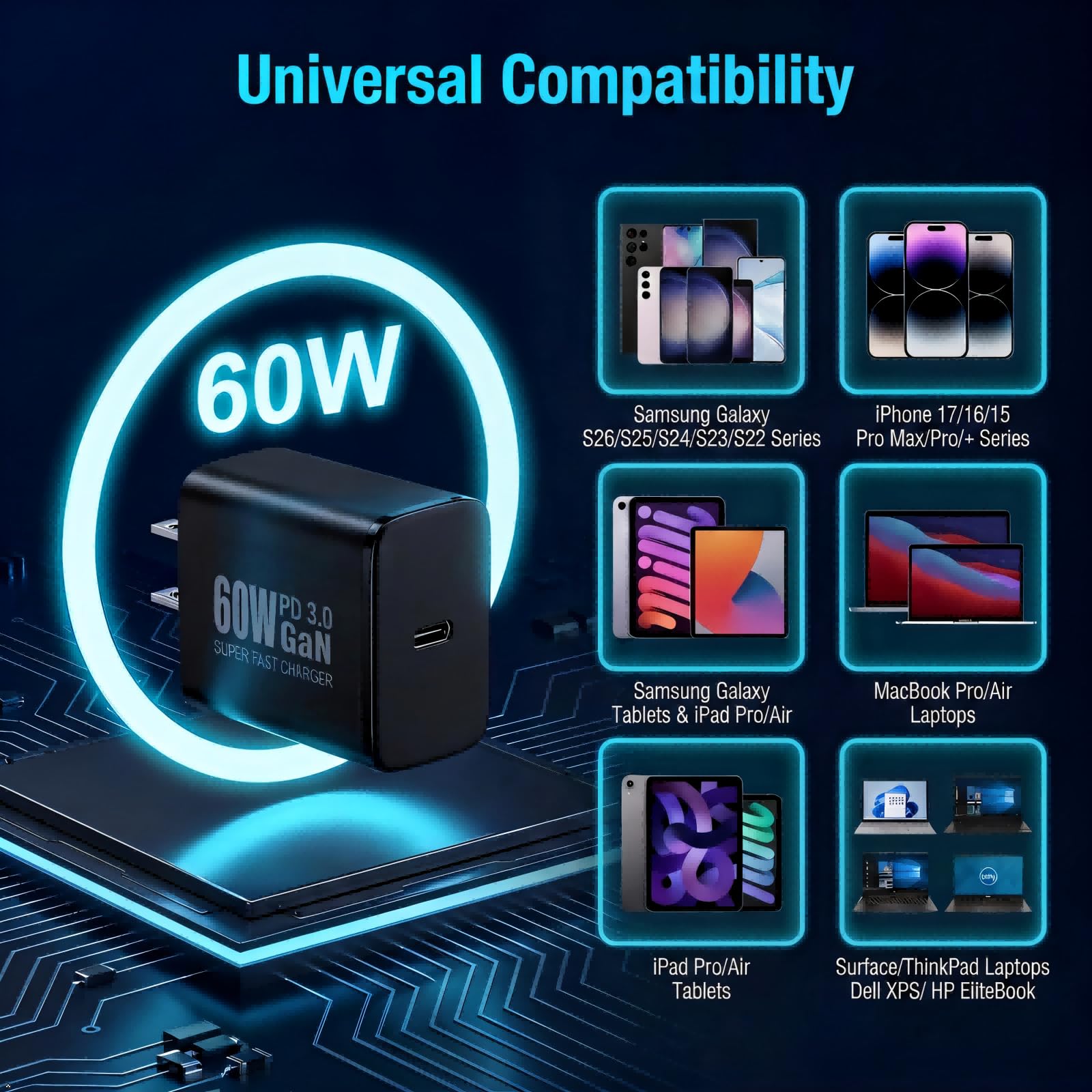 Cavo di ricarica veloce GaN PD3.0 da 60 W per Samsung Galaxy S26 Ultra, 3 m USBC cavo di ricarica rapida per Samsung Galaxy S26 S25 S24 S23 Plus, telefono Android, iPhone 17/16/15 Pro Max, Tab S11
