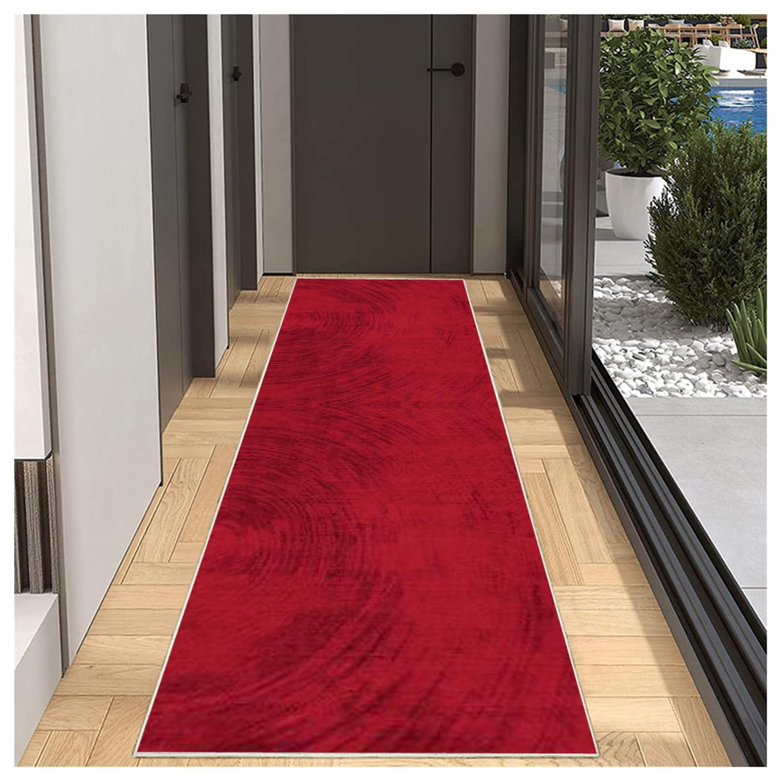 Red Modern Runner Rug for Hallway 100x300cm, Non Slip Washable Carpet Runner Kitchen Rug Entrance Mat Indoor, Abstract Stair Area Rug for Front Door Hallways Living Room Bedroom Corridor Entryway — image 1