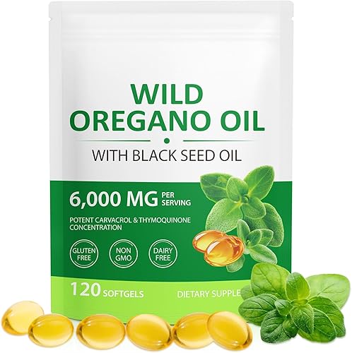 WHLH & WELL-BEING Aceite de orégano con aceite de semilla negra Softgels - 120 Cápsulas 1 paquete