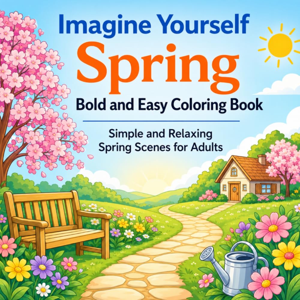 Imagine Yourself Spring Bold and Easy Coloring Book: Simple and Relaxing Spring Scenes for Adults (Imagine Yourself Coloring Series)