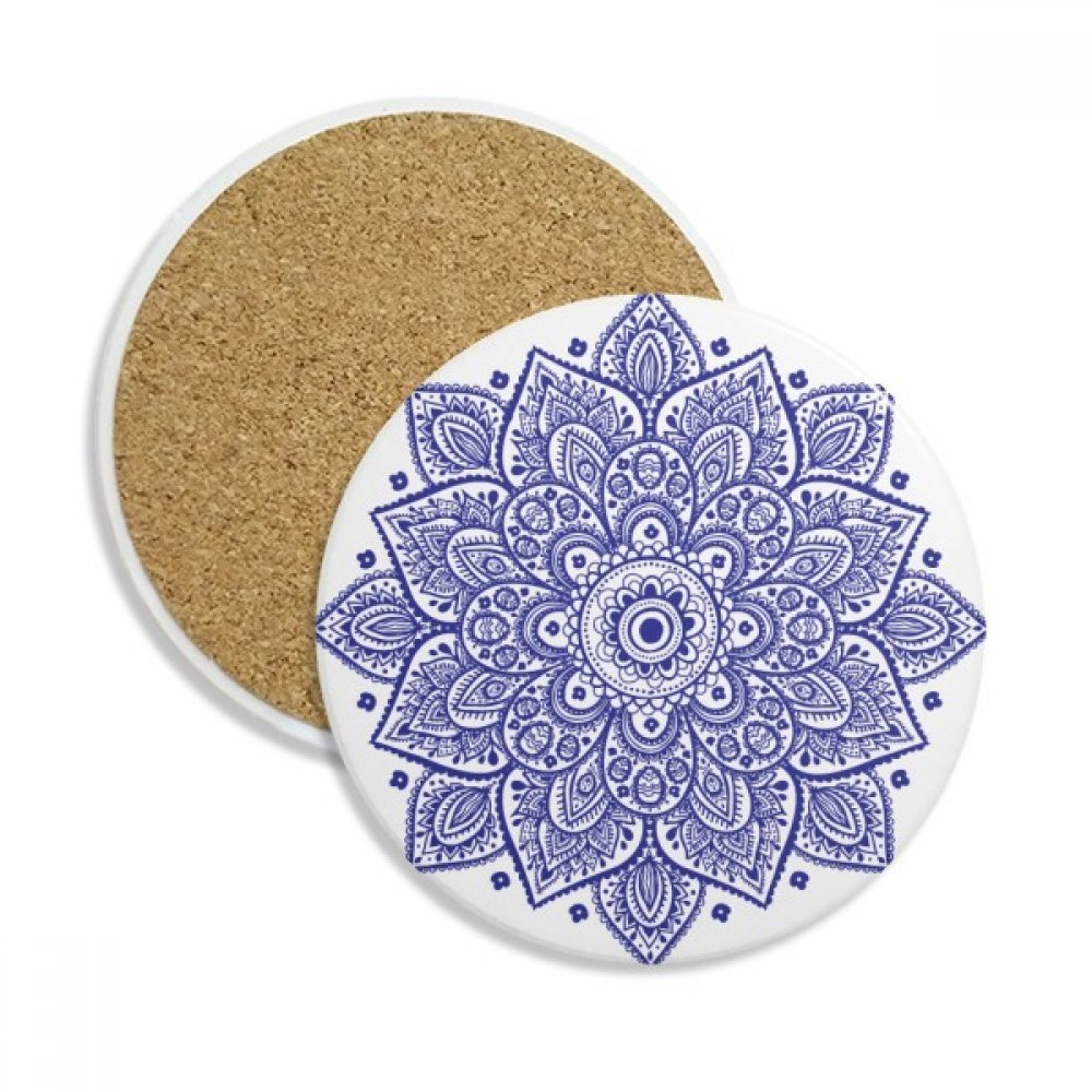 Dessous-de-verre floral violet en céramique artisanale élégante - Lot de 2