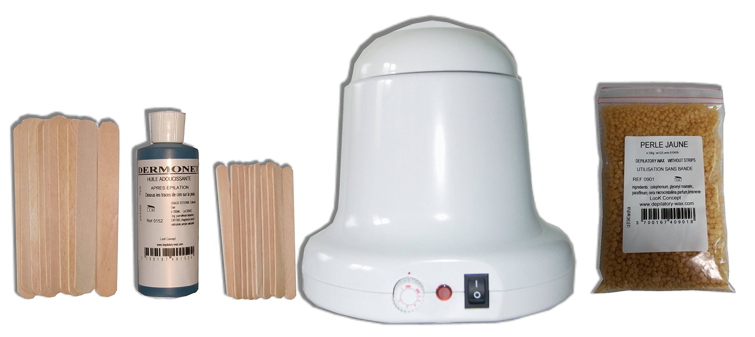 Storepil - zestaw do depilacji wosku 400 ml Charles Ney - 200 g tradycyjne żółte koraliki, szpatułki do ciała, twarz, olej post depilacji. Gotowy do użycia zestaw do depilacji