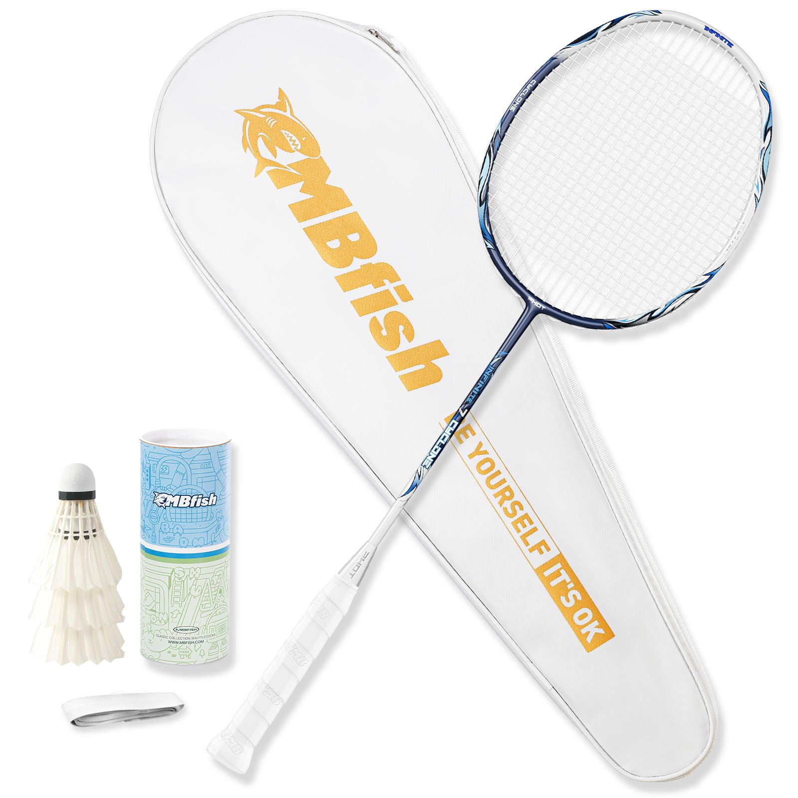 Badminton Racket Set with 1 Carbon Fiber Racquet, 3 Shuttlecocks, 2 Replacement Grip Tapes and 1 Badminton Bag - Perfect for Outdoor Games and Gym 5U