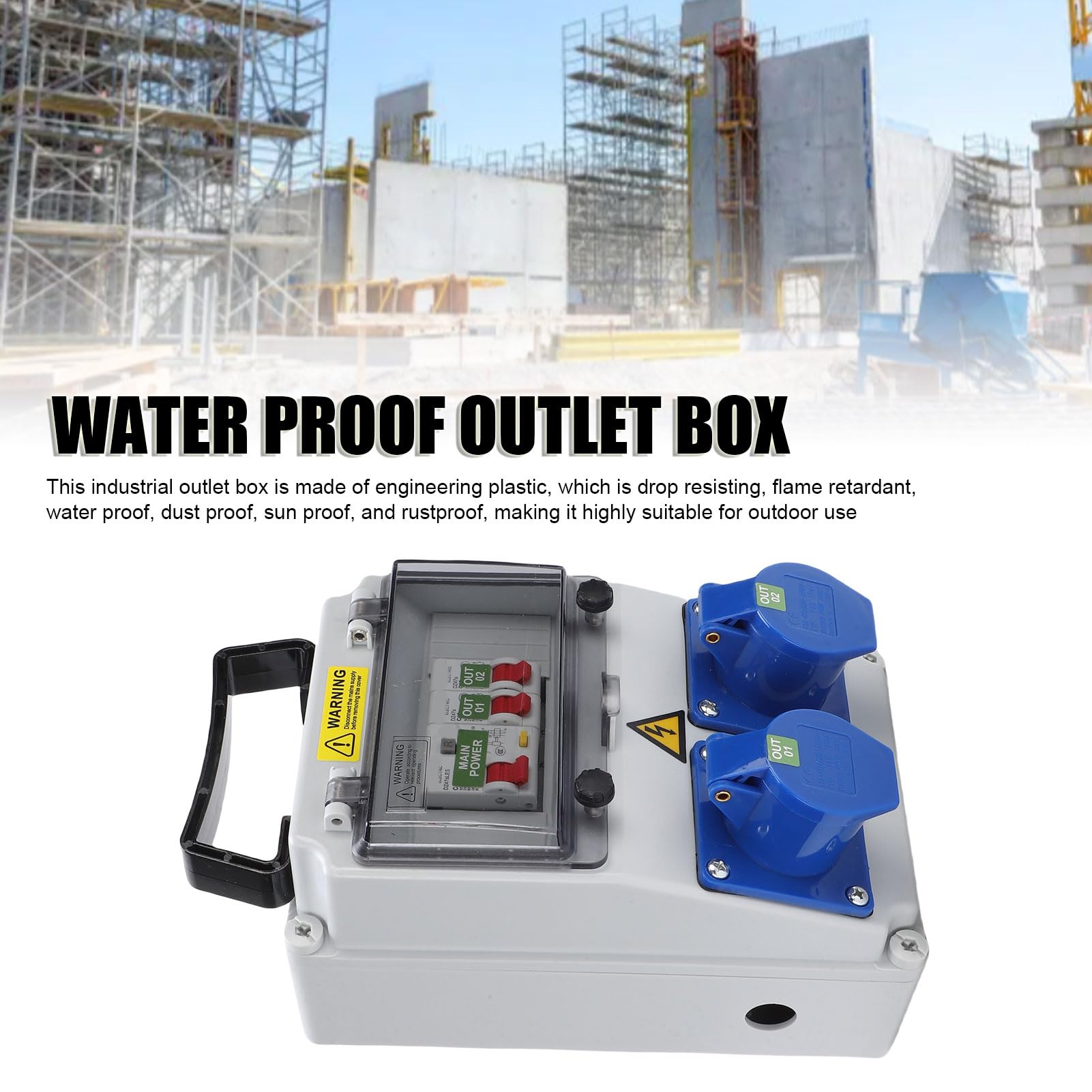 Fabater Scatola di Distribuzione della Presa Elettrica Impermeabile, Scatola della Presa Industriale Portatile per Officina, Cantiere