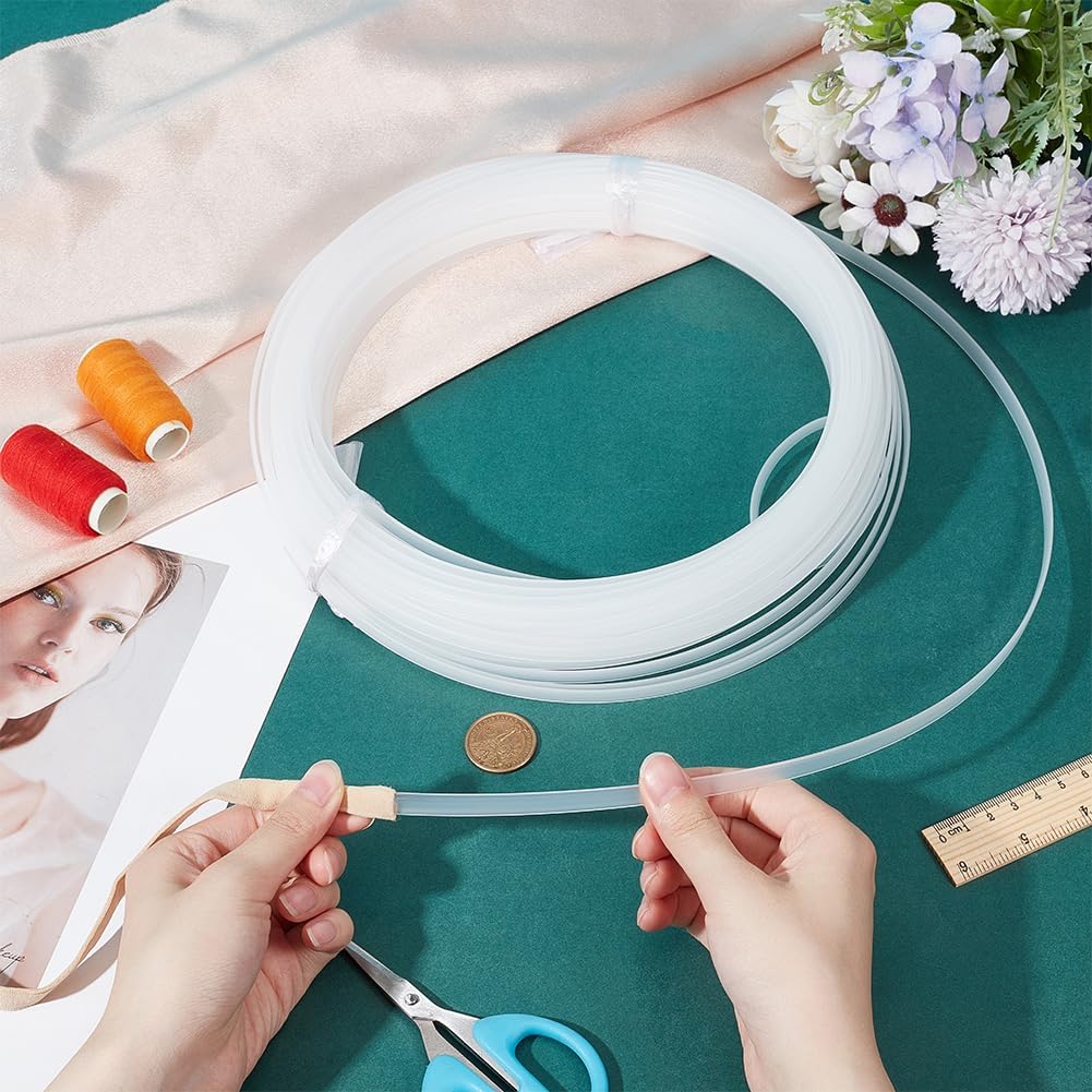 BENECREAT 20 Yard x 8mm PP Boning Roll, Plastic Corset Webbing Boning for Bridal Dress Bustle Handmade Craft Wedding Dresses DIY Sewing Supplies, 2mm Thick