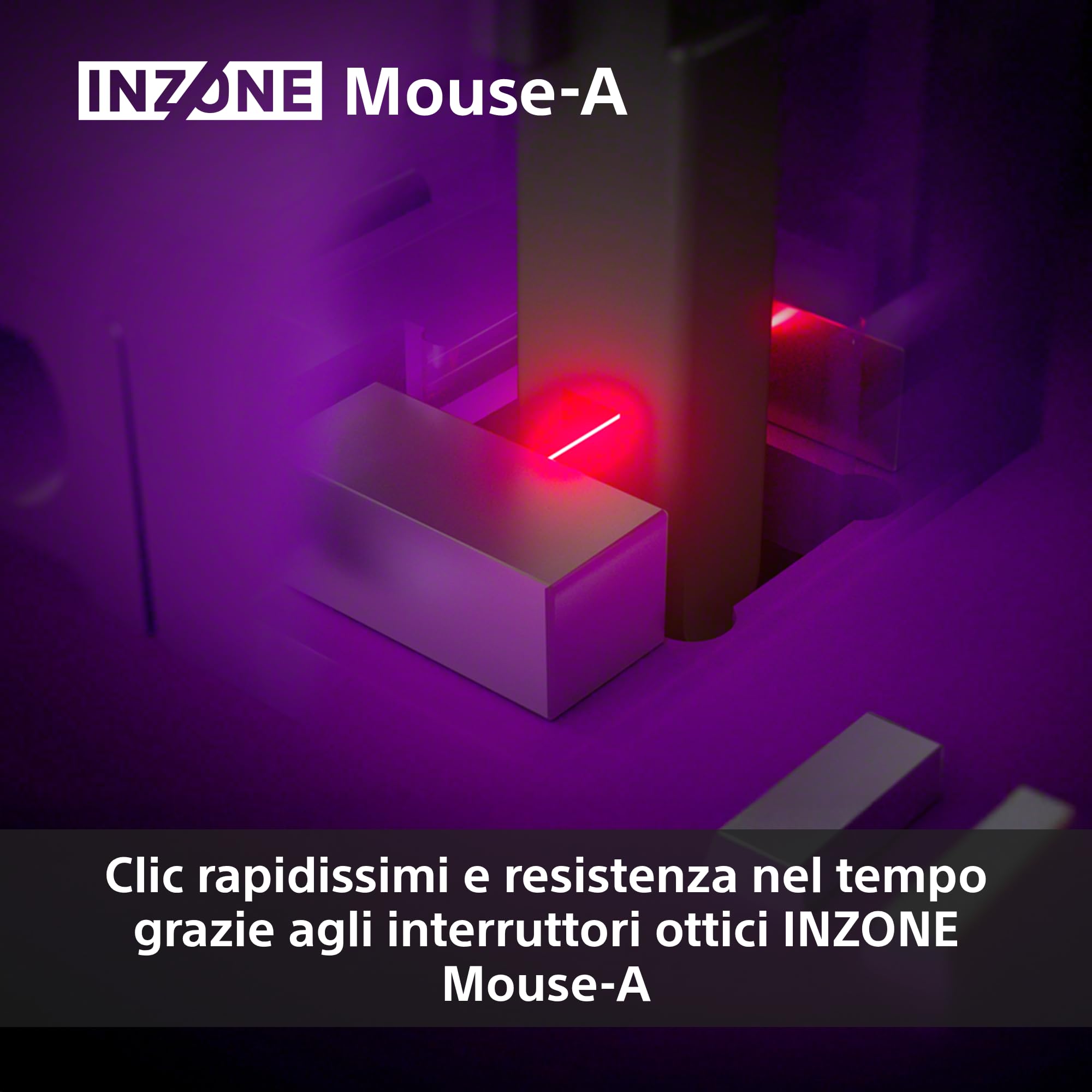 Sony INZONE Mouse-A Mouse da Gaming Wireless –Ultra-leggero 48,4g, Polling Rate 8000Hz, Sensore PixArt 30K DPI, Switch Ottici, Batteria da 90 ore, USB-C, Co-progettato con Fnatic – Per eSport FPS–Nero