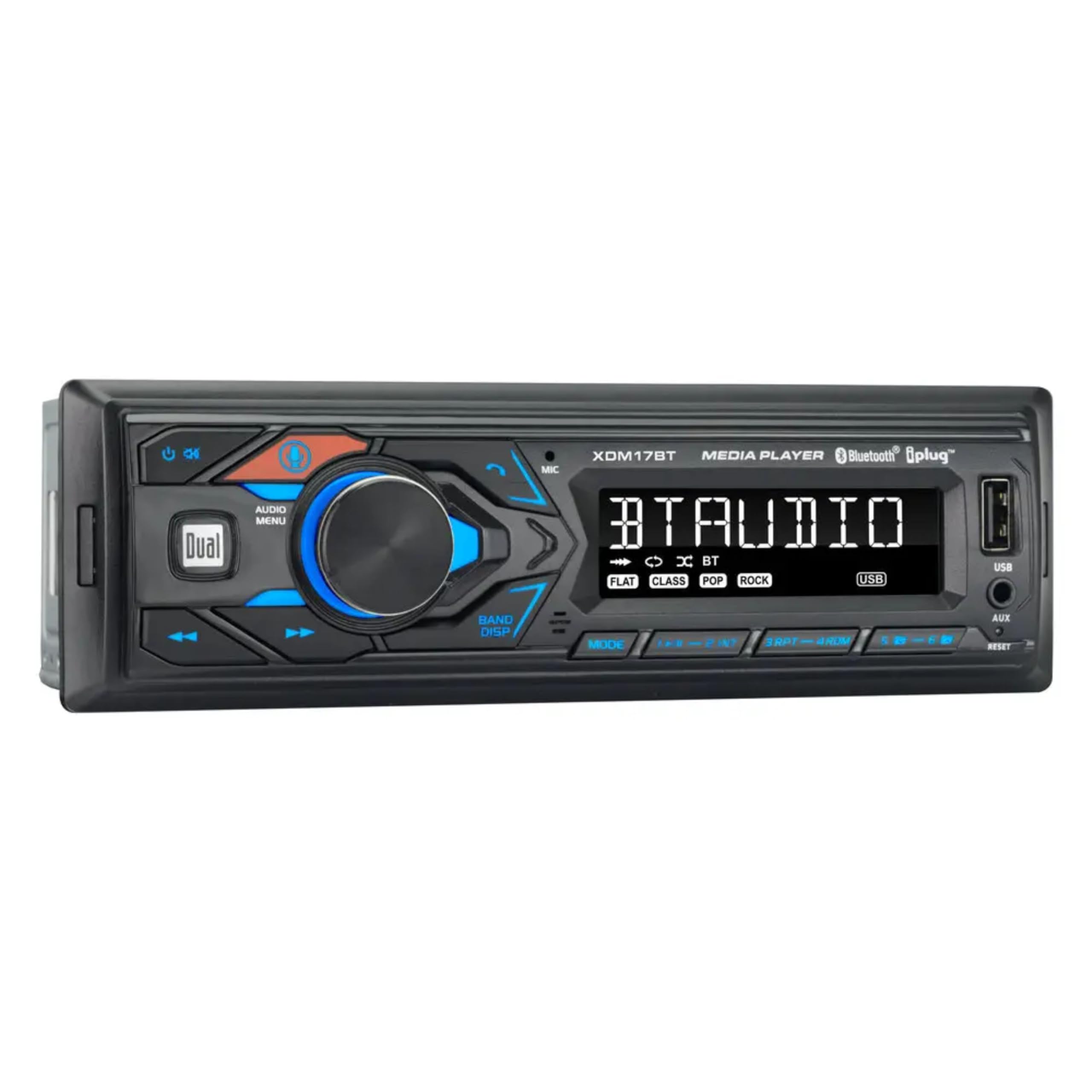 Dual Electronics XDM17BT Single DIN Car Stereo | Push to Talk Assistant (AM/FM Bluetooth Receiver)