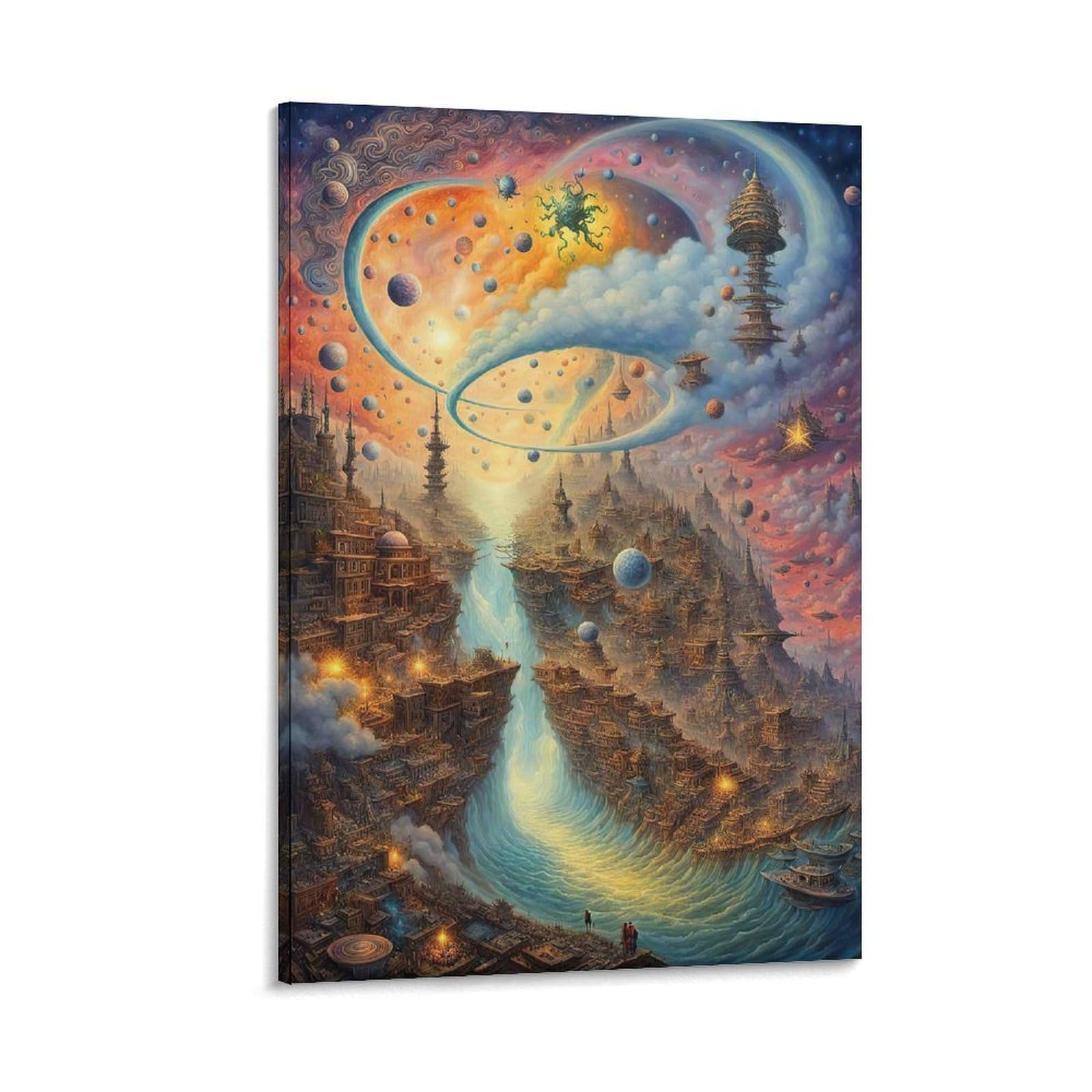 DHBANEIOK Fantasy Cosmic Cityscape Poster Artwork Giclee Canvas Prints Modern Wall Art Picture Wall Hanging for Living Room Home Decorations 16x24inch(40x60cm)