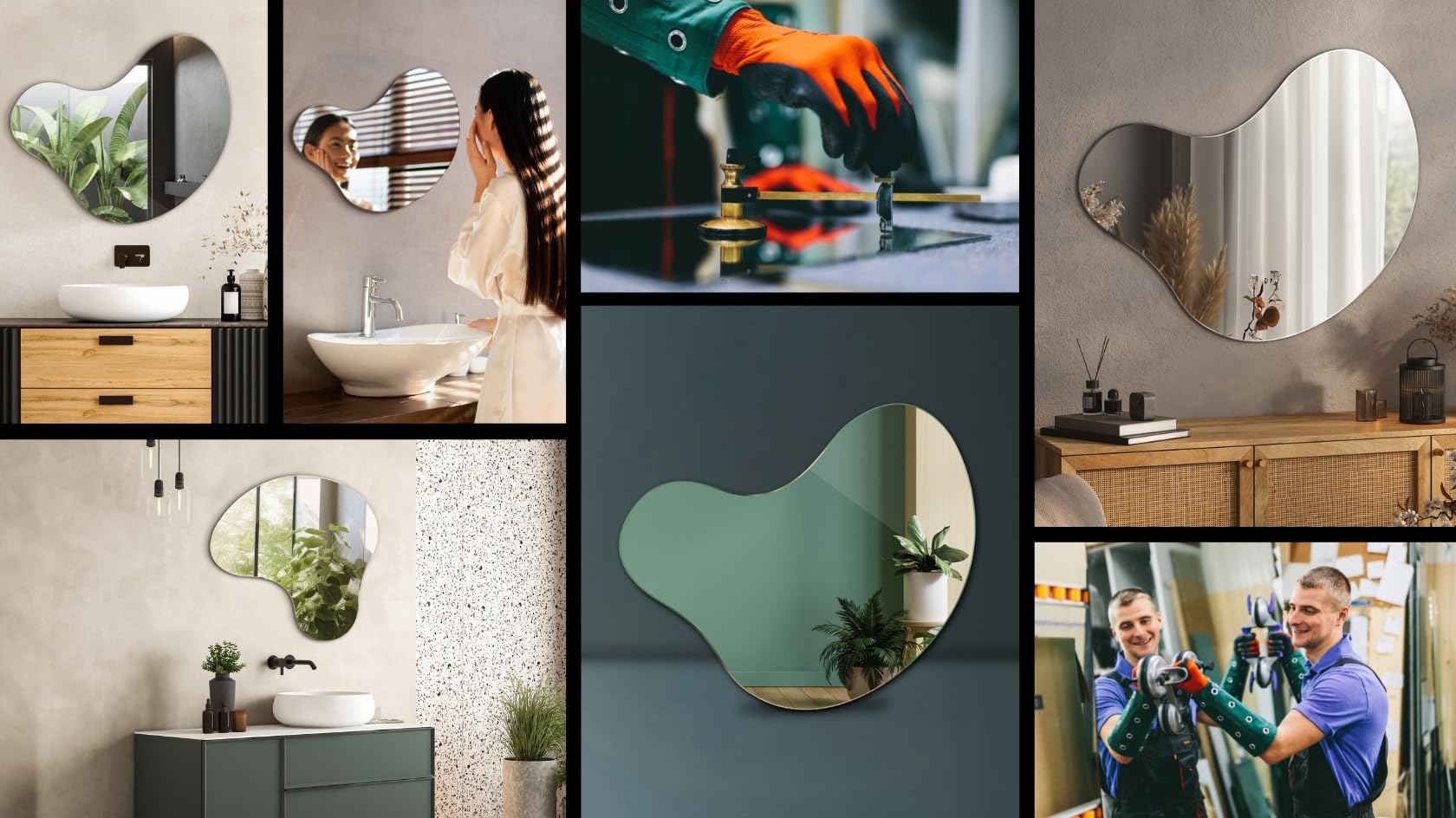 Specchio Irregolare 67,6 x 67 cm Senza Cornice | Design Creativo e Contemporaneo | Perfetto per Bagno, Zona Living, Camera e Studio | Specchio di Design per Arredo Moderno