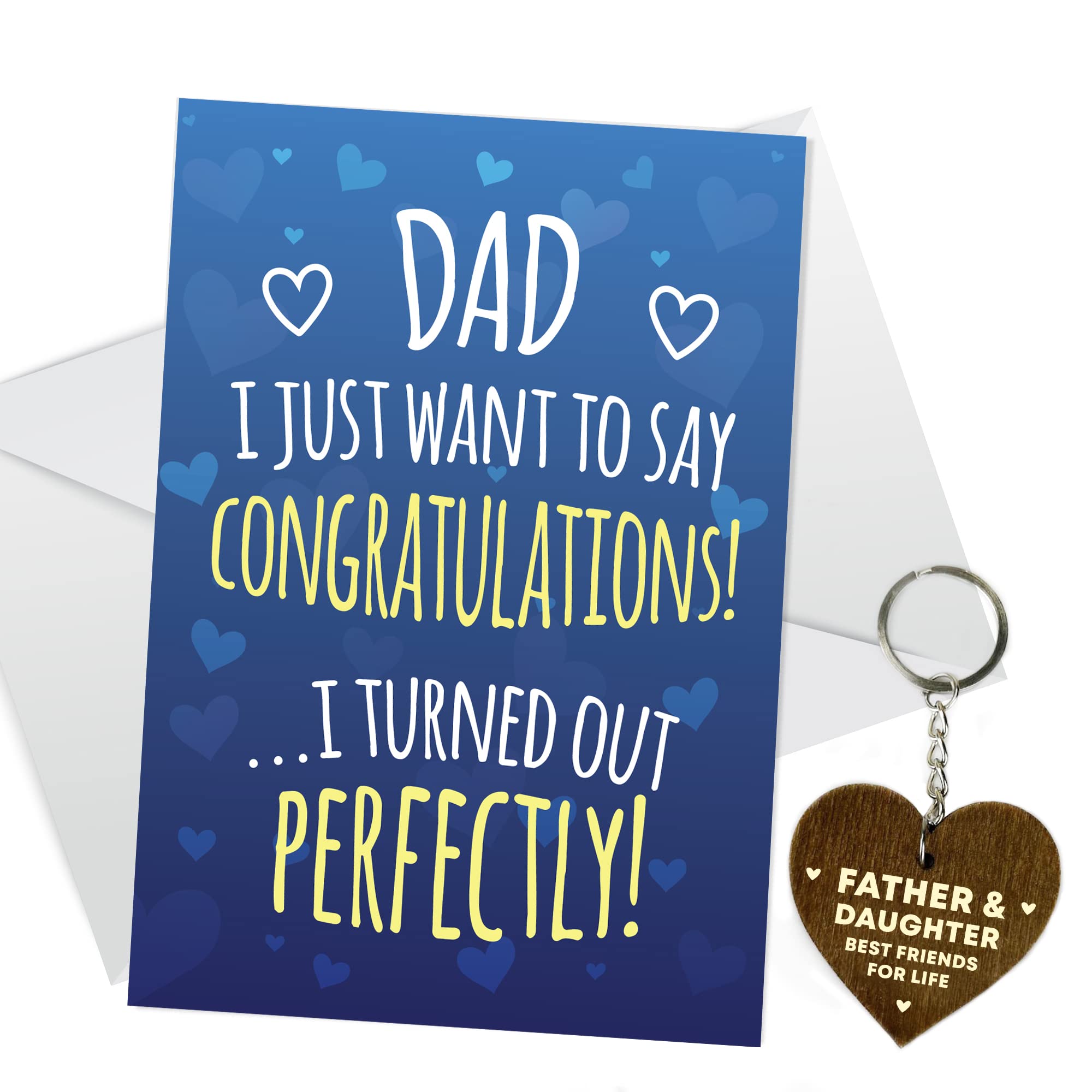 RED OCEAN Father Dad Gifts From Daughter Wood Keyring Fathers Day Gift Dad Birthday Gift Funny Fathers Day Card From Daughter Dad Birthday Card