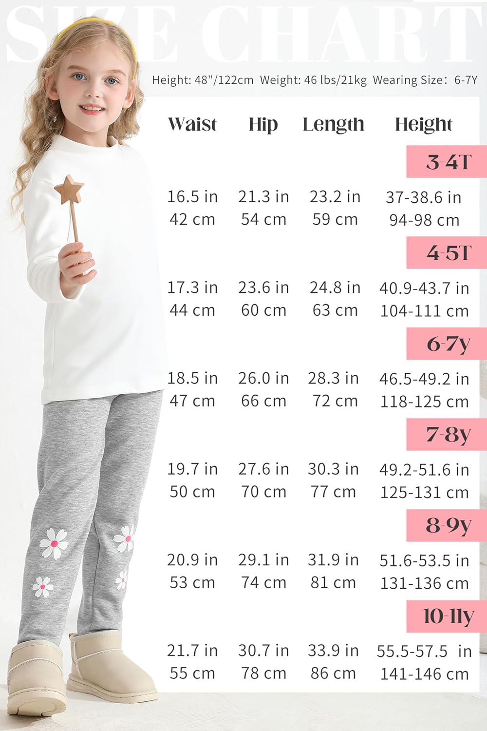 Cooraby 4 Pack Girls Winter Fleece Lined Leggings Girls Thick Warm Leggings Stretchy Thermal Tights Kid Winter Printed Pants - Image 2