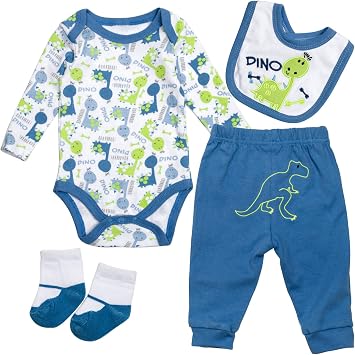 Reborn Baby Dolls Boy Clothes 22 inch 5 pcs Sets Dinosaur Outfit Accessories for 20-22" Newborn Baby Dolls Clothing
