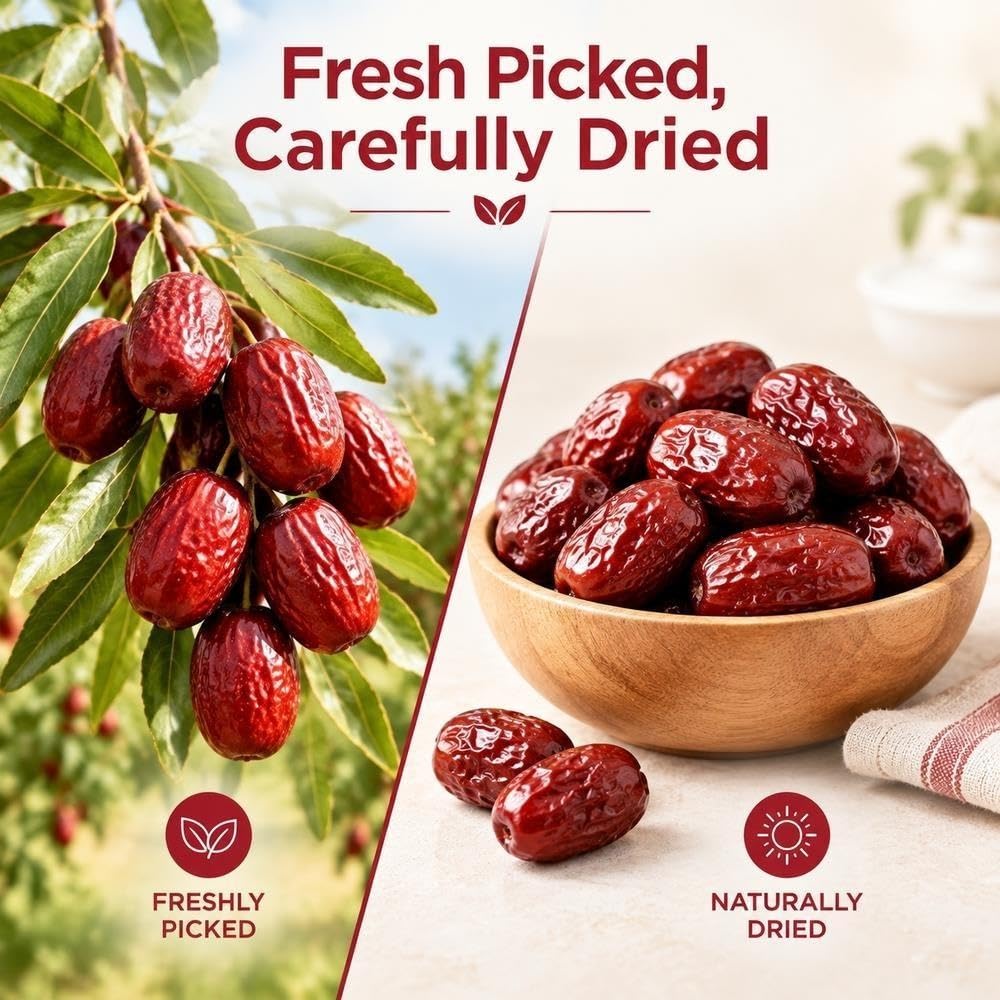 Dátiles rojos secos 250 g/500 g Snack de azufaifa