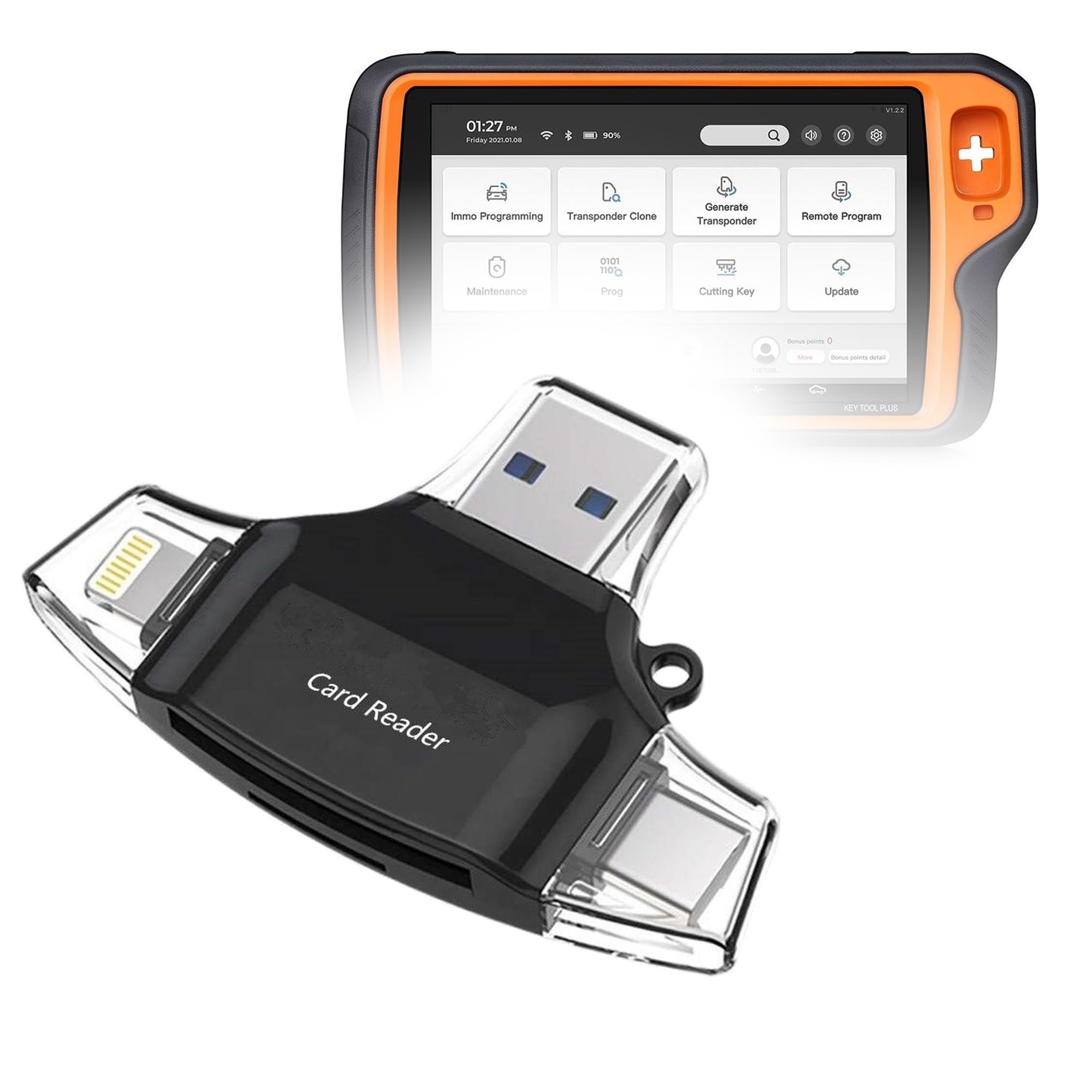 BoxWave Smart Gadget Compatible with Xhorse VVDI Key Tool Plus - AllReader SD Card Reader, microSD Card Reader SD Compact USB - Jet Black-image-5