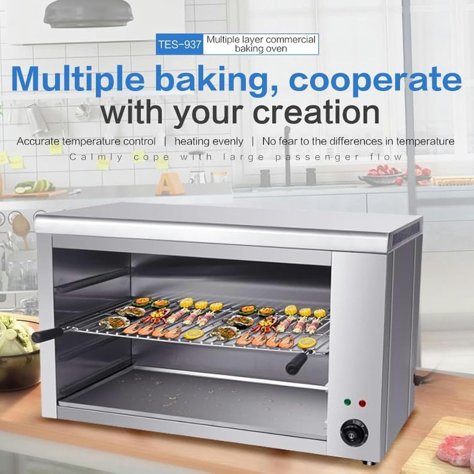 Horno De Salamandra Eléctrica, Horno De Pizza Eléctrica, Horno Eléctrico Controlado Termostáticamente, Aparato De Cocina De Cuadrícula Ajustable De 2200W, 360 ° Incluso Calentamiento