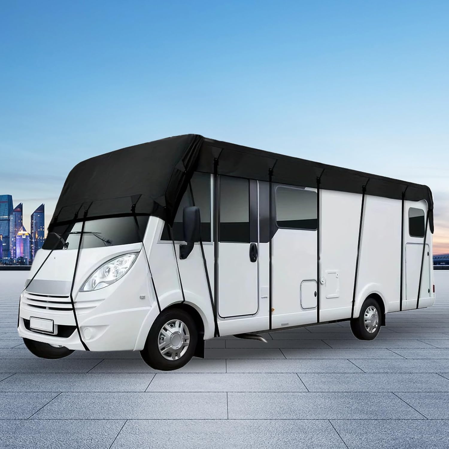 Rv Protective Cover - Uv Resistant Windproof Waterproof Design, Excellent Motorhome Best Cover, Sturdy Outdoor Material, Perfect for Travel Trailer Caravan Use 196.85x118.11 Inches