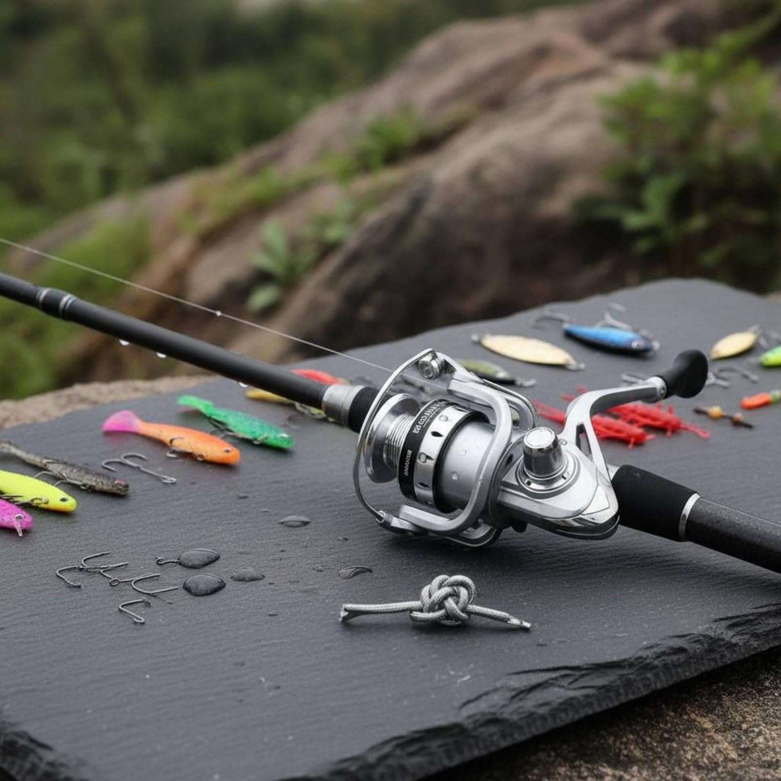 Ensemble de Pêche Complet Canne Télescopique Moulinet de Pêche Assortiment de Leurres Hameçons Fibre de Carbone Multi-Sections Équilibrée Maniement, 270CM