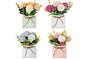 4Pcs Blooming Artificial Flowers in Vase