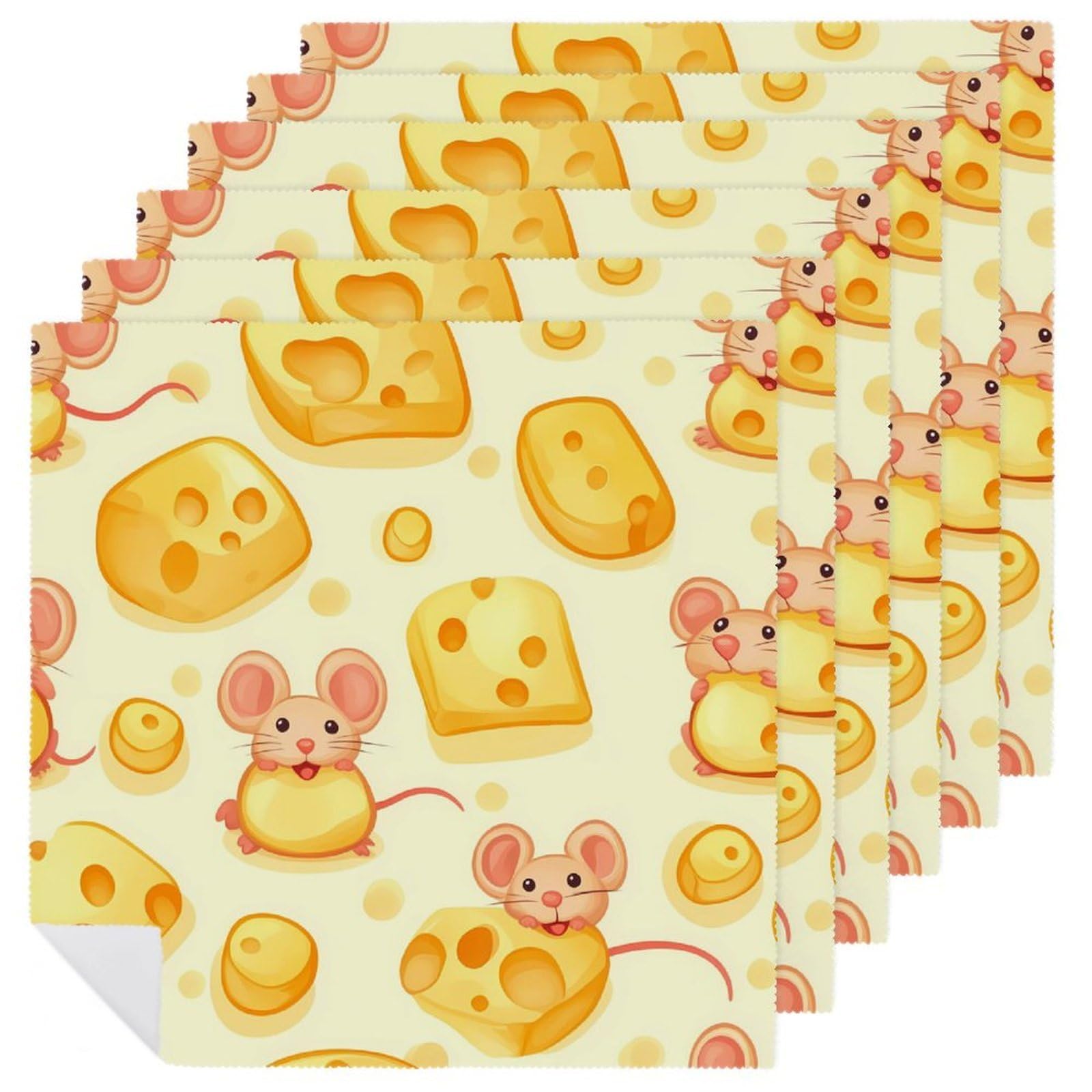 Servilletas de tela reutilizables de queso y rata para cenas divertidas en el comedor