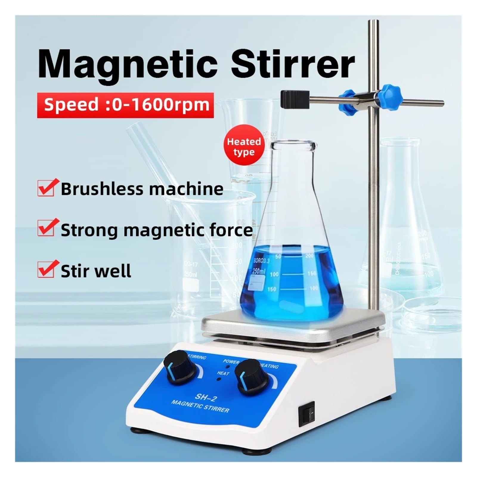 Mezclador Agitador Magnético De Calefacción, Máquina Mezcladora De 1000ml, Placa Caliente De Laboratorio Ajustable, Agitador Magnético, Mezclador Magnético Líquido Remueve Con Fuerza