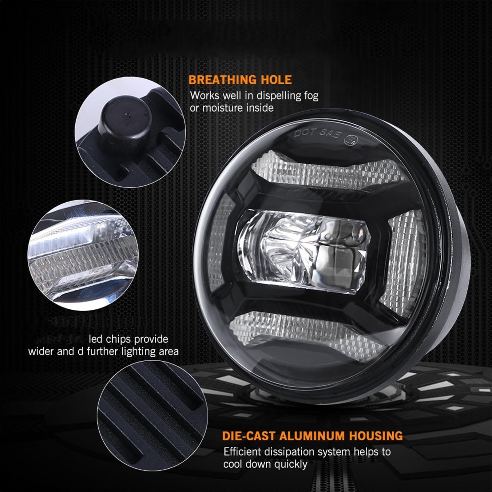 Faro Moto Per FLHTCU Per FLHTK Per FLHR LED Fendinebbia | Proiettore Fendinebbia LED Rotondi 4,5 Pollici Proiettore Ausiliario Moto Faro Fendinebbia Per Moto Con DRL Per Road King