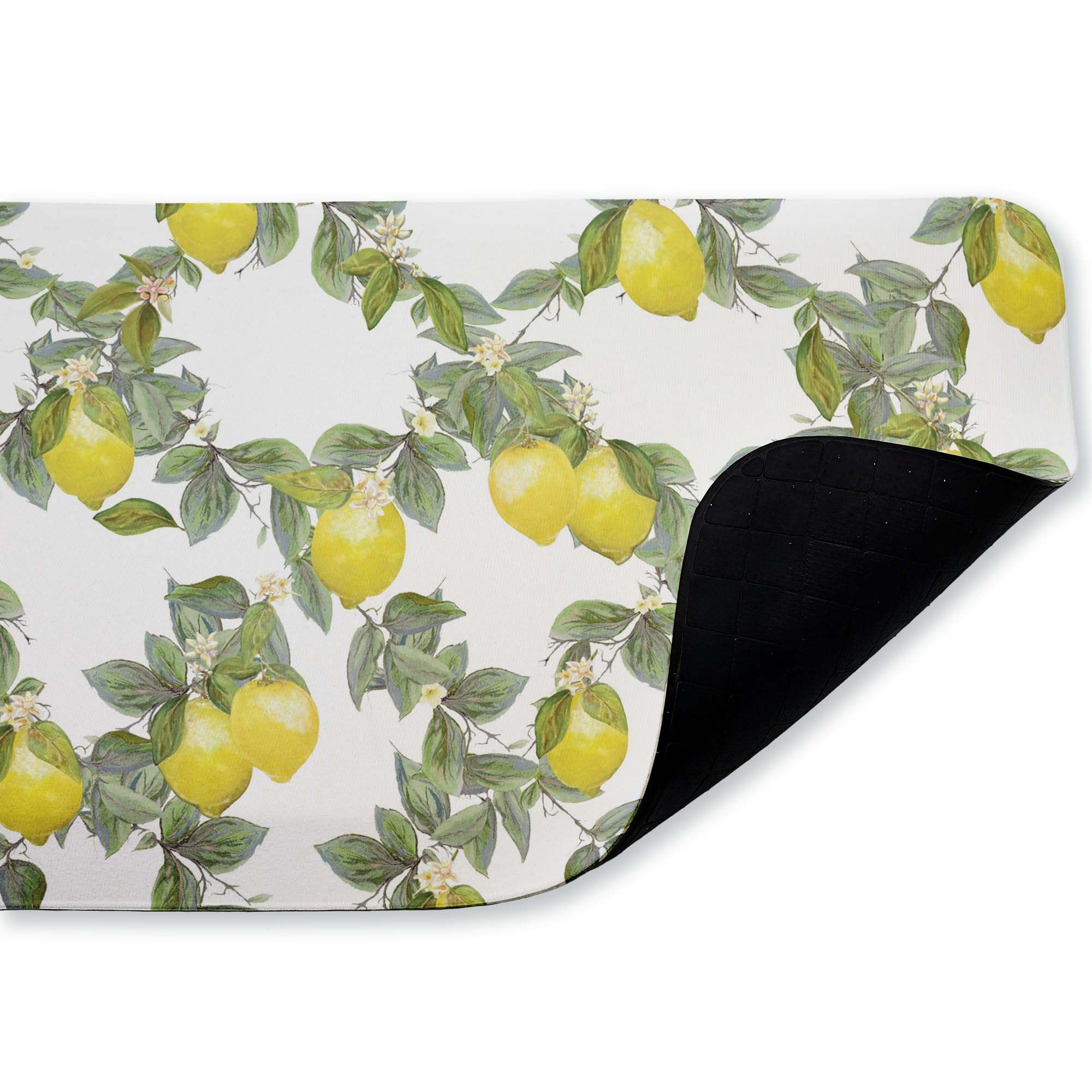 Diannart Bodenmatte mit fruchtigem Zitronen-Rankenmuster, ergonomisch gepolsterte Küchen- und Stehmatte mit rutschfester Unterseite, umweltfreundliche Komfortmatte, Design von Diannart, 76,2 x 45,7 cm