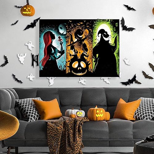 Miniatura 2 de Kit de pintura de diamantes de Halloween para adultos, Jack y Sally DIY 5D con diamantes, kits de pintura artística de gemas de bricolaje, Pesadilla