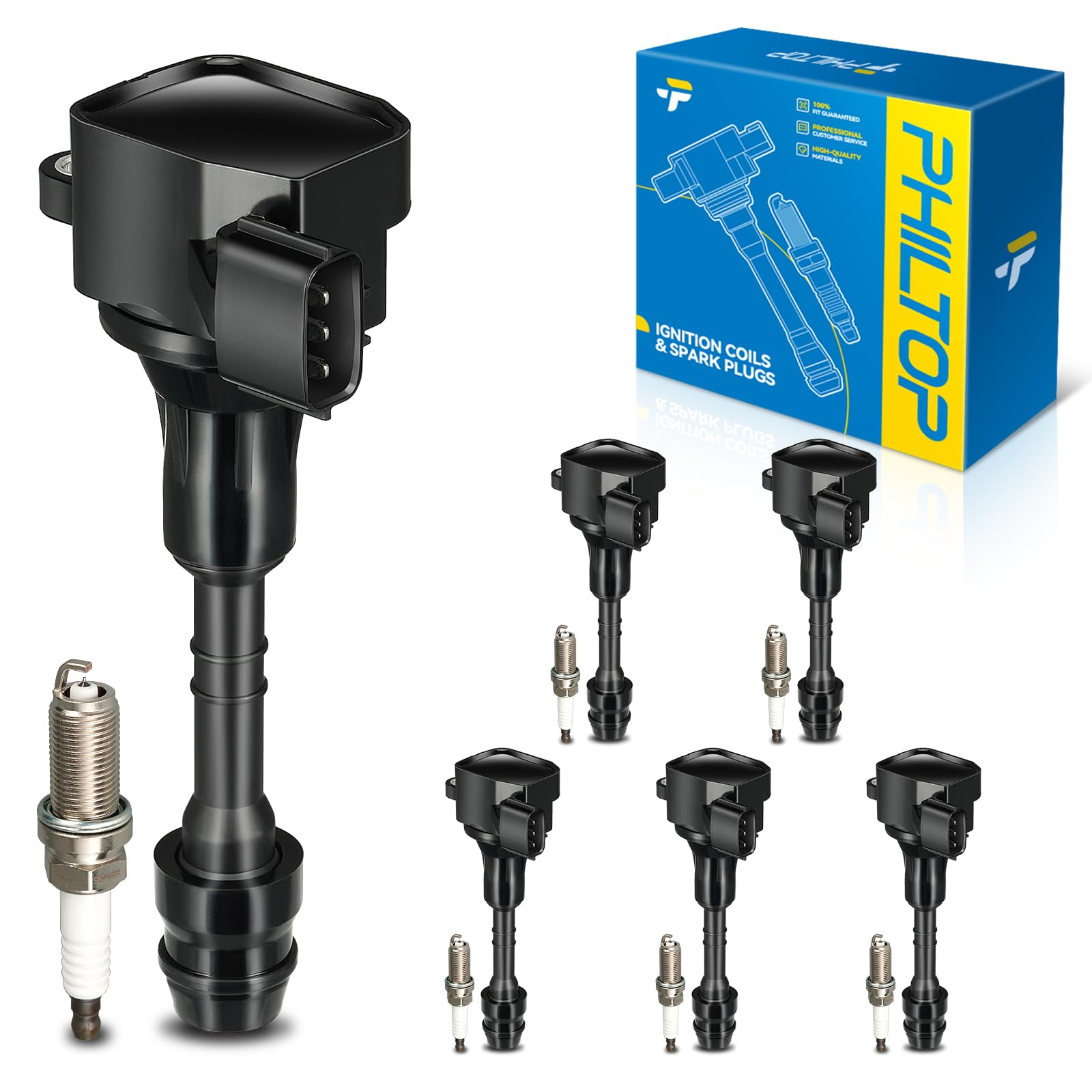 PHILTOP Ignition Coil UF349 &amp; Iridium Spark Plugs Fit for Nissan Frontier