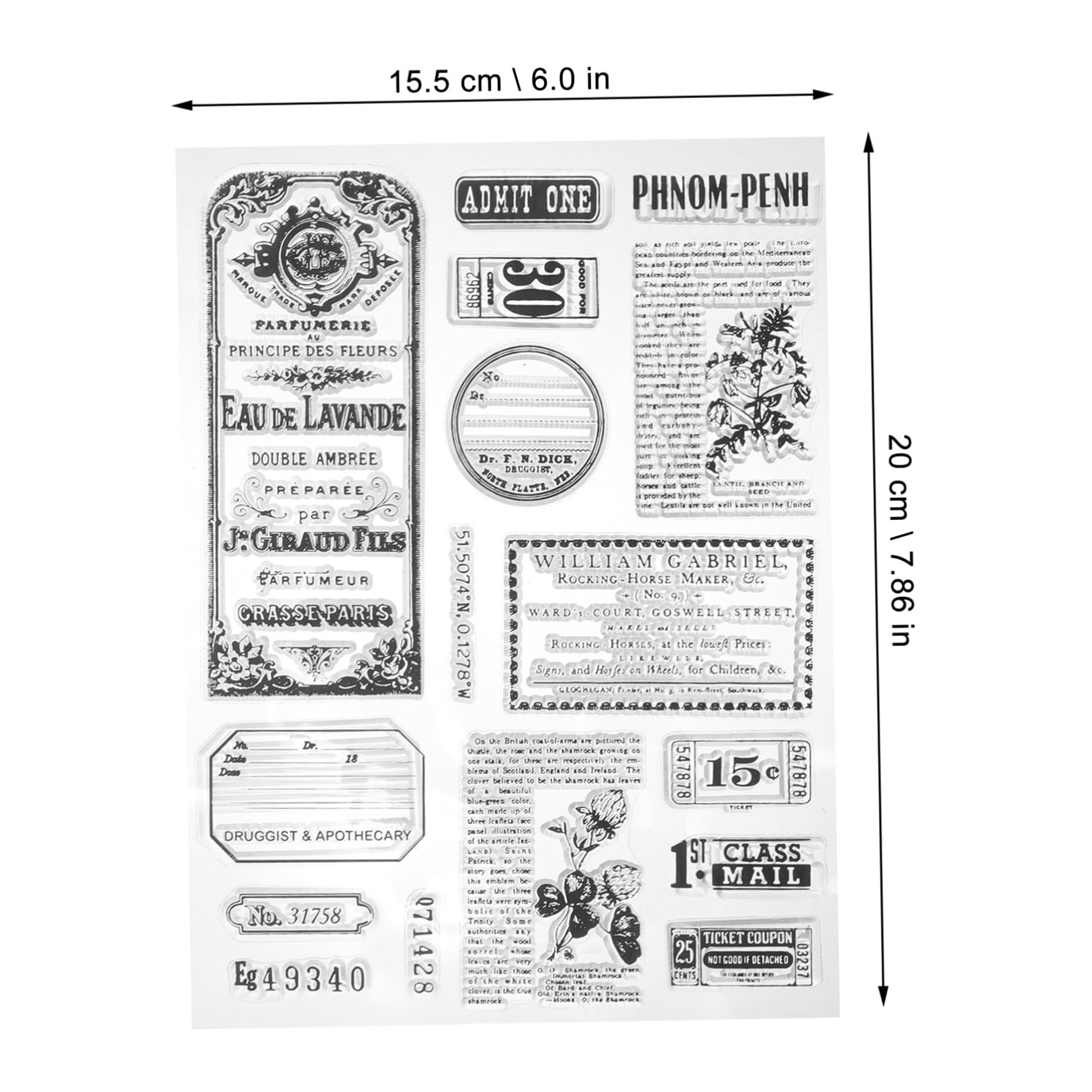 Operitacx 5 Set Scrapbooking d'Epoca Tamponi di Inchiostro Piattaforma di Stampaggio Francobolli di Prima Classe Timbro Adesivo Affrancatura Timbratura Timbro in Silicone Trasparente Black