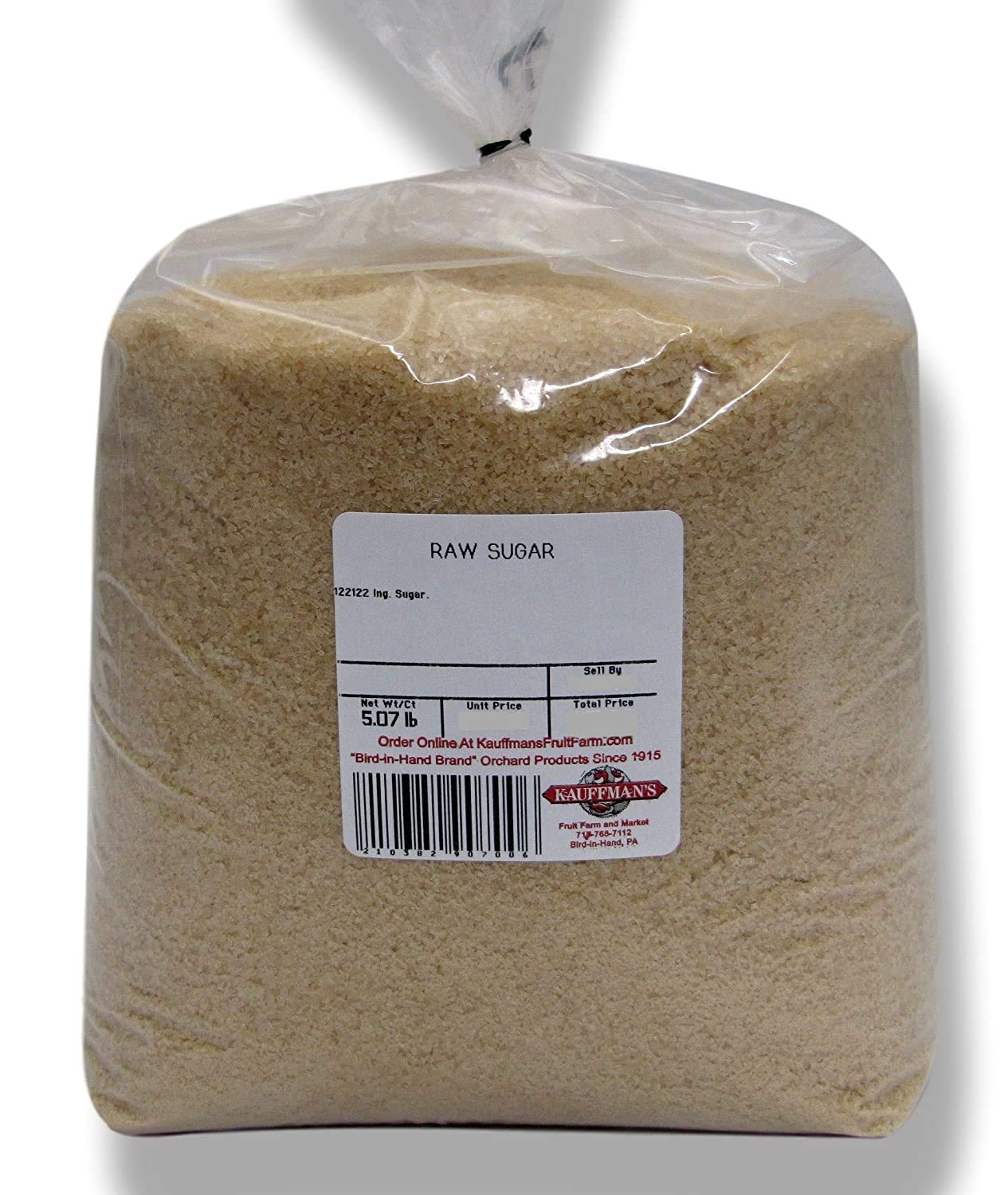 Kauffman Orchards Raw Cane Sugar, Bulk 5 Lb. Bag