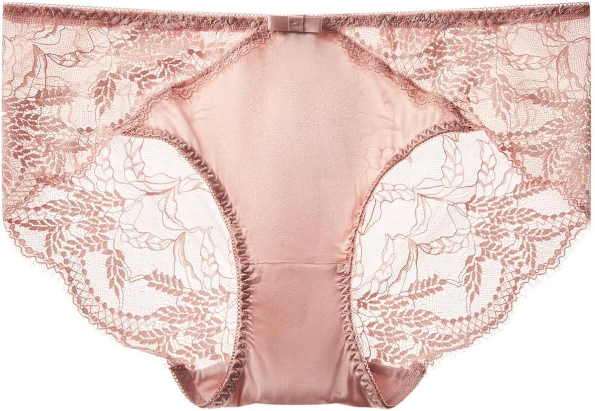 SilRiver Women's Silk Satin Panties Lace Brief Sexy Undies Breathable Underpants