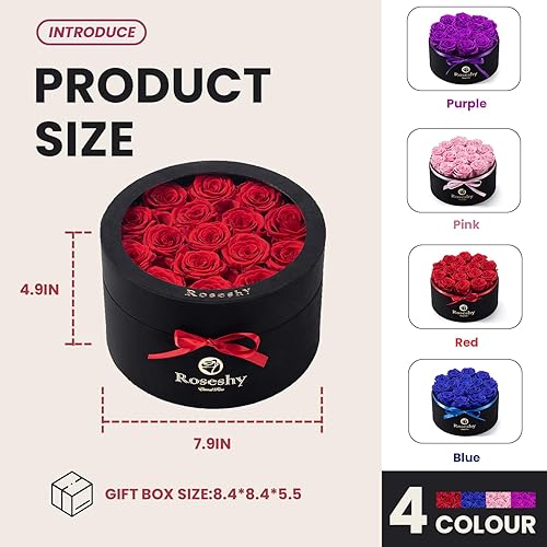 Miniatura 4 de Regalos de rosas para el día de San Valentín para mujeres, 16 rosas rojas preservadas para siempre en caja de regalo, regalo de aniversario del día