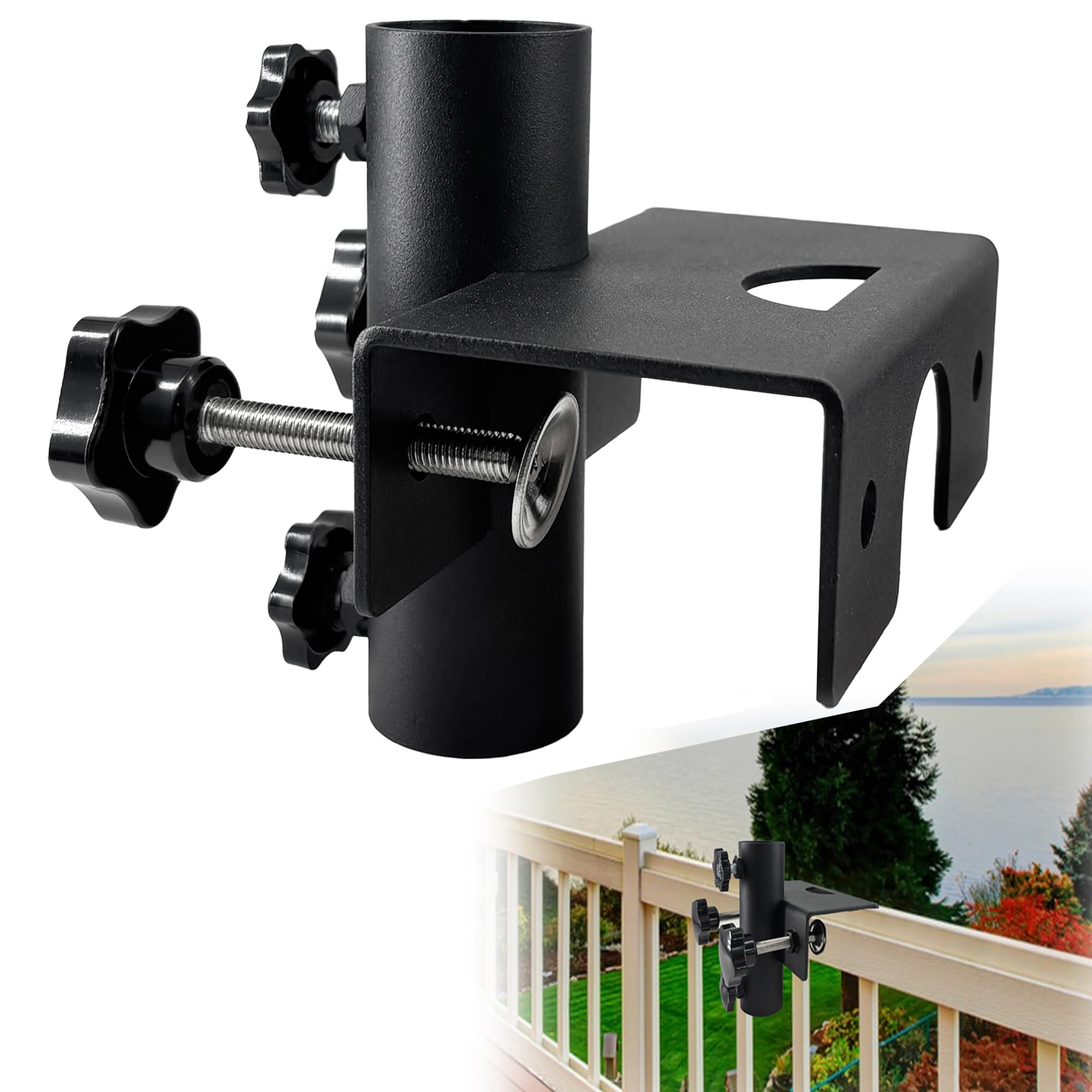 YZZHAJ Beach Patio Umbrella Clamp, Adjustable Outdoor Umbrella Holder Clamp,Umbrella Clamp Mount for Railing,Fence,Benches,Deck,Tailgates,Dock,Beach