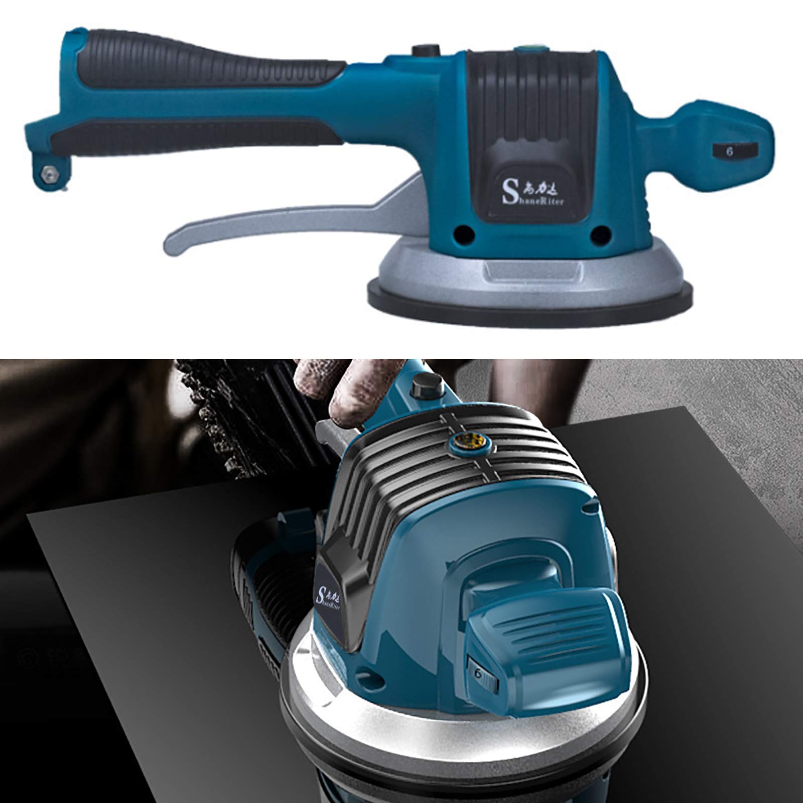 Máquina de colocación de azulejos portátil de 12000 rpm, ventosa ajustable con 6 velocidades, vibrador de azulejos con 2 pilas, puede procesar baldosas de cerámica de 60-120 cm Capacidad de carga 100