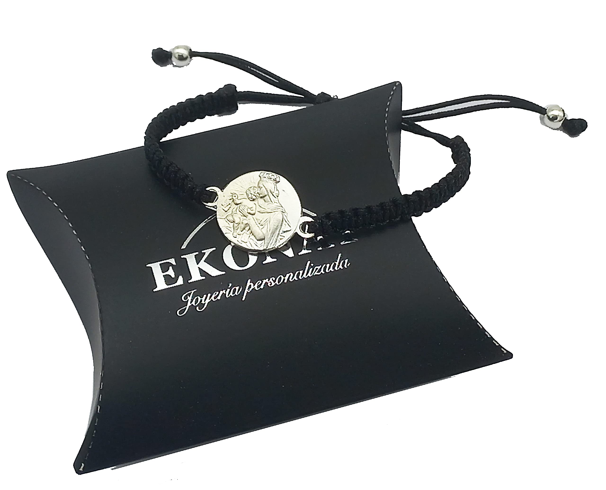 Ekonat- Pulsera Virgen del Carmen - Pulsera de plata - pulsera macramé y Plata -