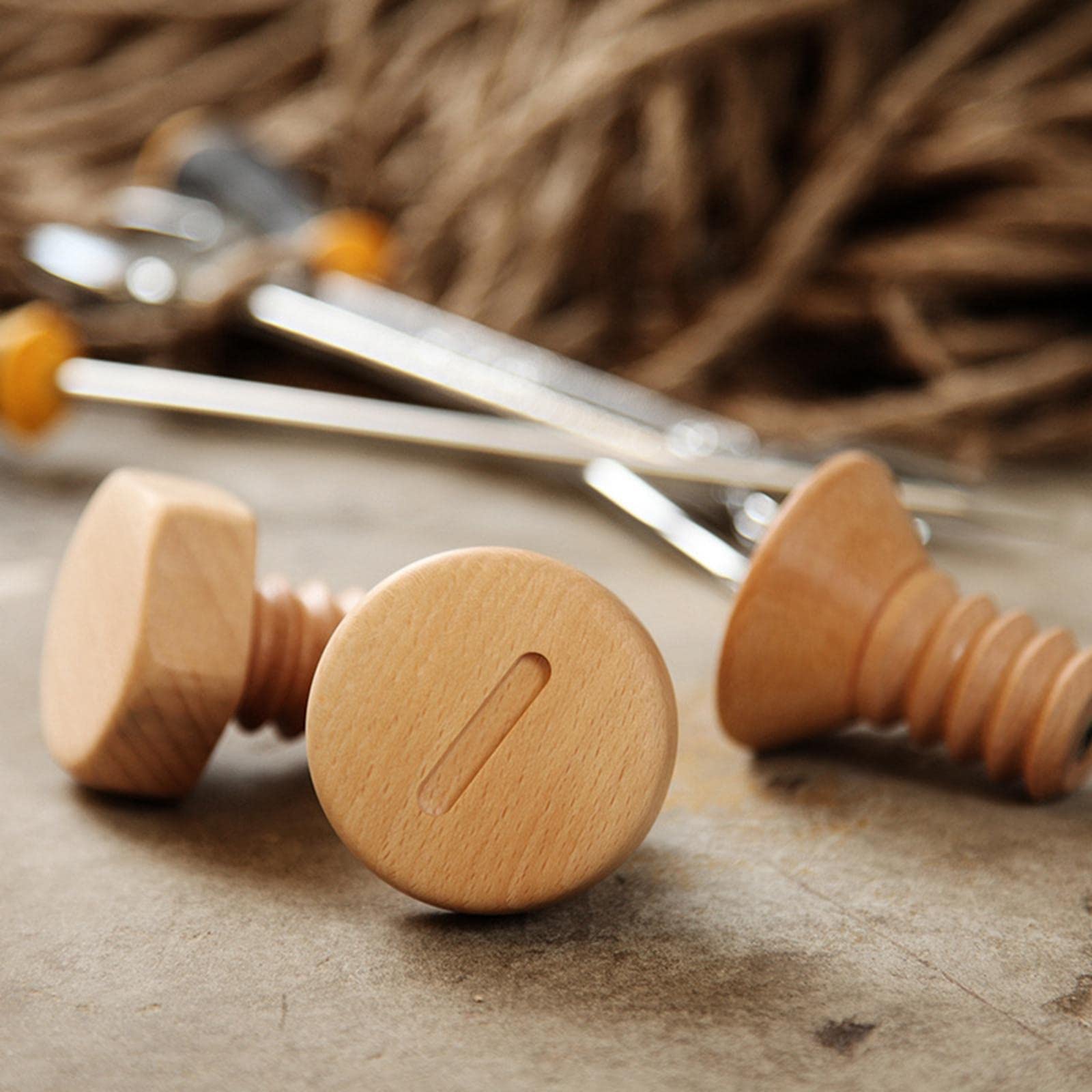 Set di 10 ganci a vite in legno d'acero, stile nordico, per armadio, organizer per la casa, design esagonale, 5,5 x 6 cm