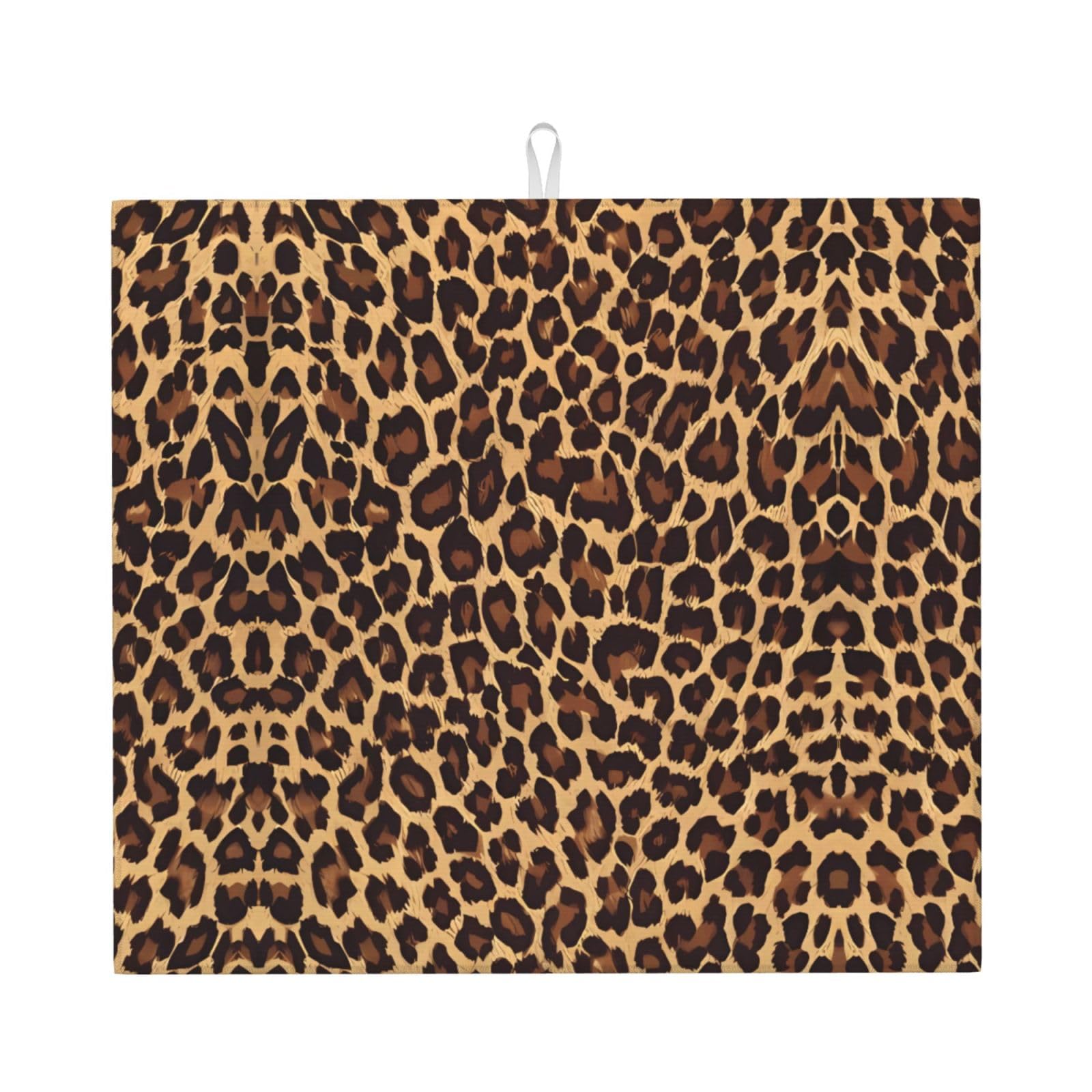 HJFCZH Cool Cheetah Leopard Prints Kitchen Drying Mat – Absorbent Microfiber Throw for Dishes, Non-Slip Counter Cover, Quick-Drying Layer with Fade-Resistant Print