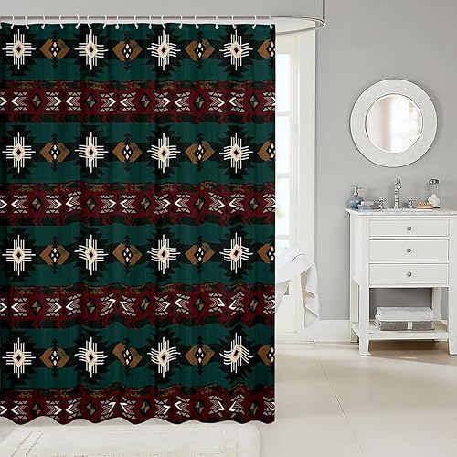 Miniatura 2 de Erosebridal Southwestern - Cortina de baño de 72 pulgadas de ancho x 72 pulgadas de largo, juego de cortina de ducha geométrica bohemia con flechas