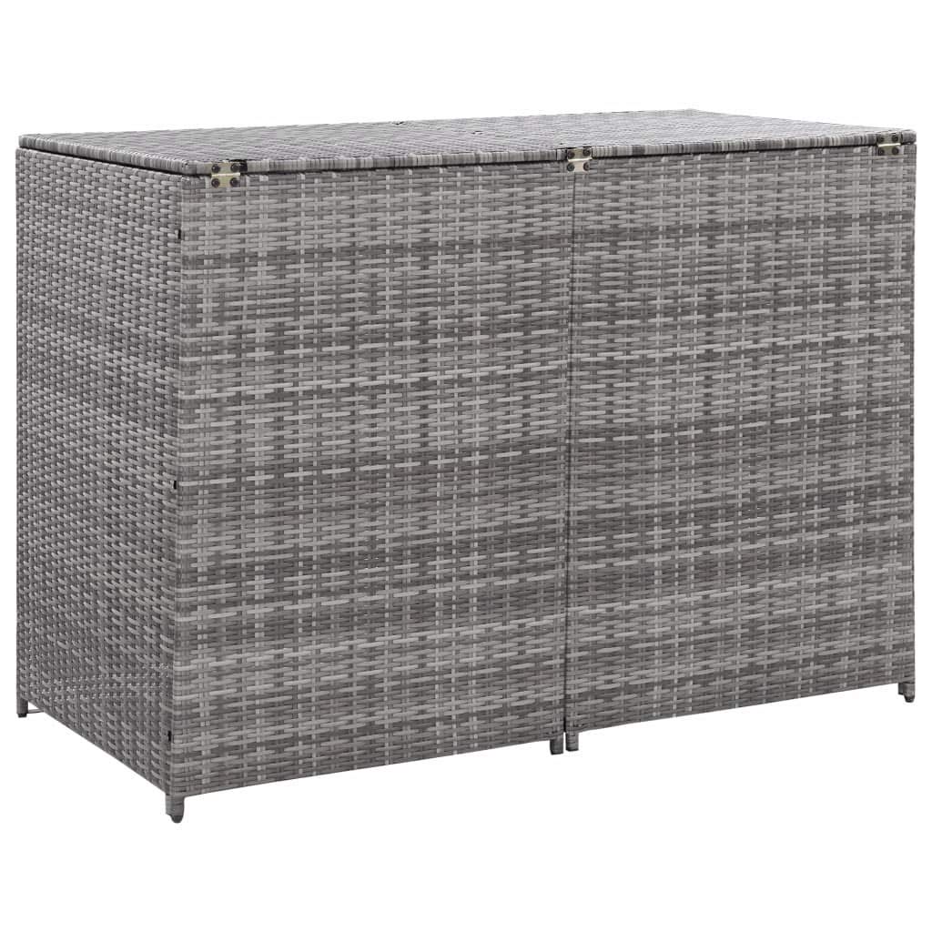 Mülltonnenbox für 2 Tonnen, Poly Rattan Anthrazit, 148×77×111 cm, Outdoor & Gartenlagerung